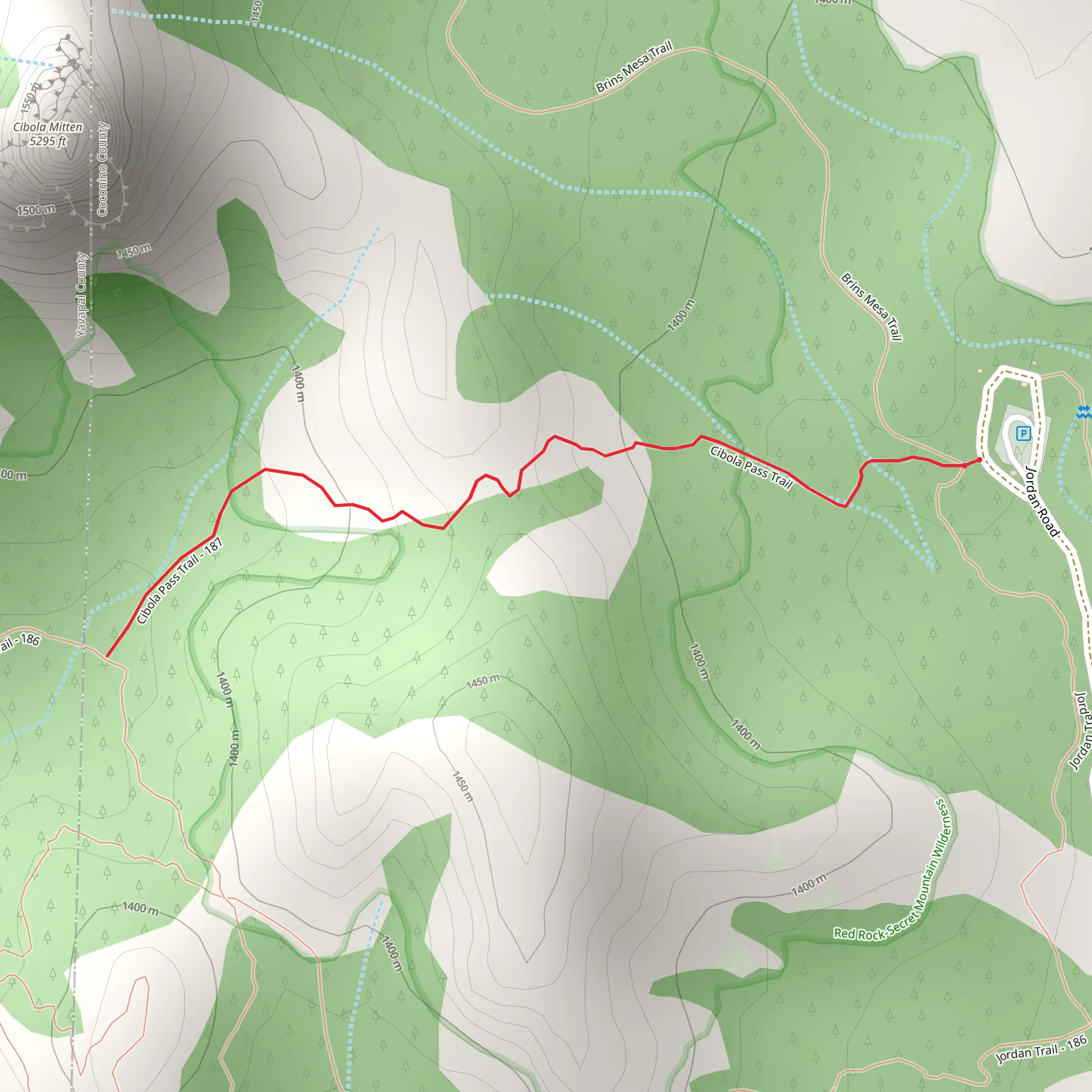 Cibola Pass Trail mobile static map