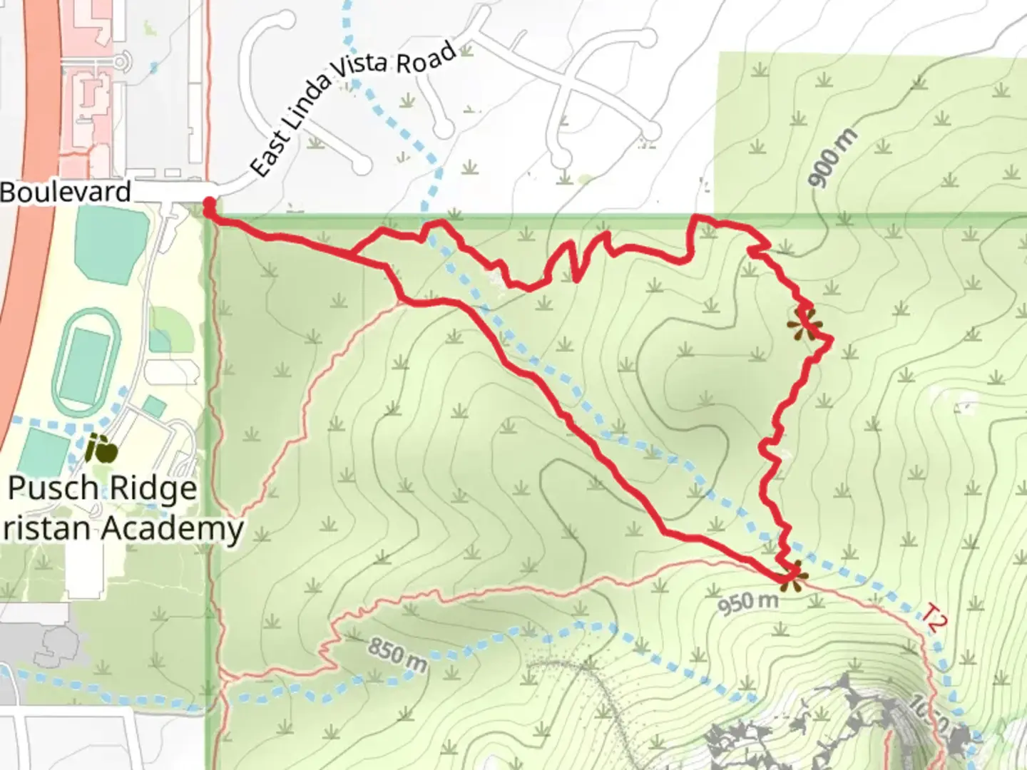 An image depicting the trail Linda Vista Loo Trail and its surrounding area.