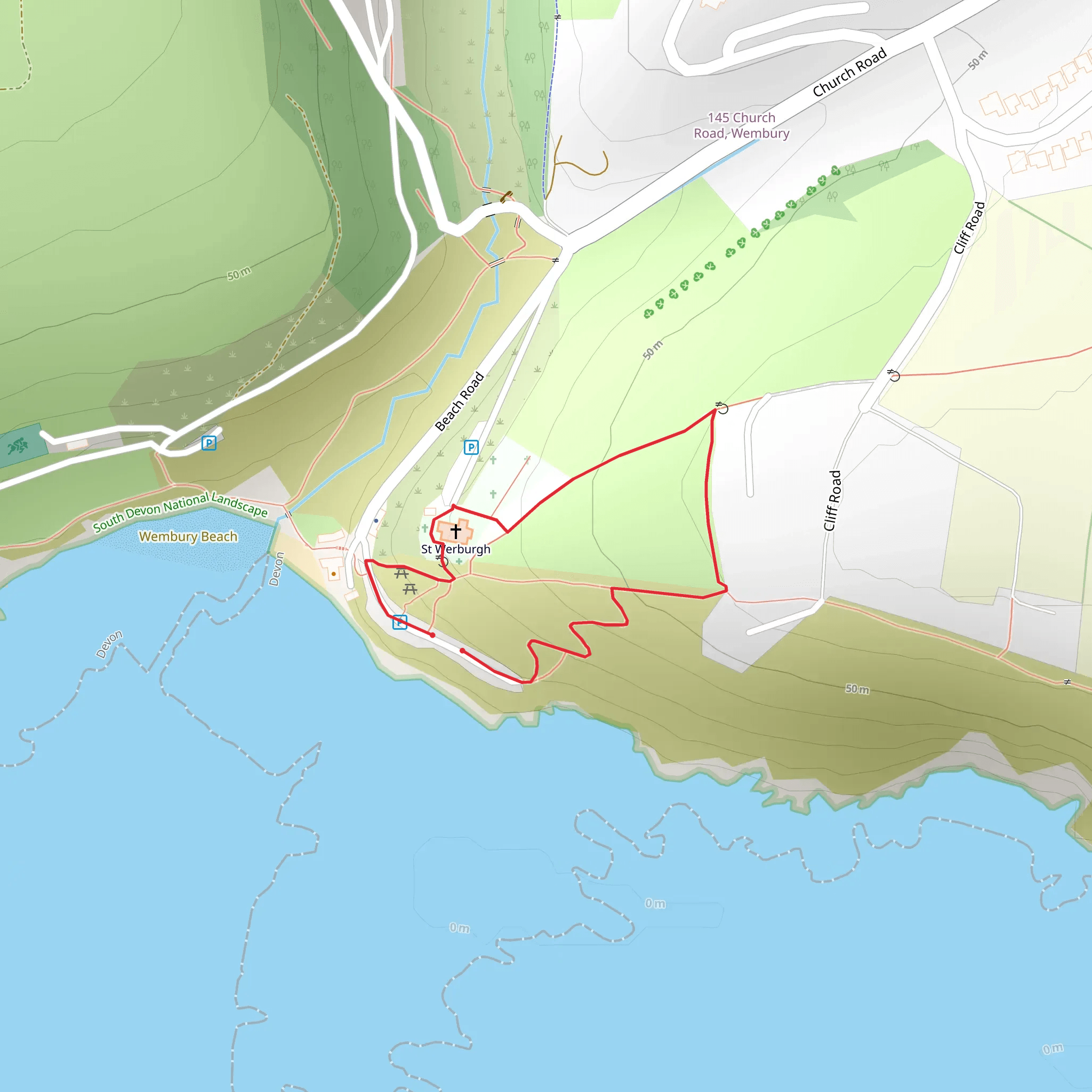 Wembury Beach Loop mobile static map