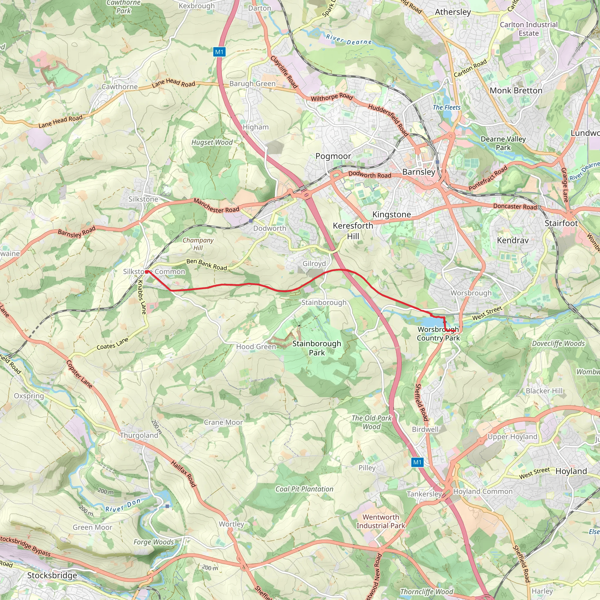 Worsbrough Reservoir and Worsbrough Country Park from Silkstone Common mobile static map