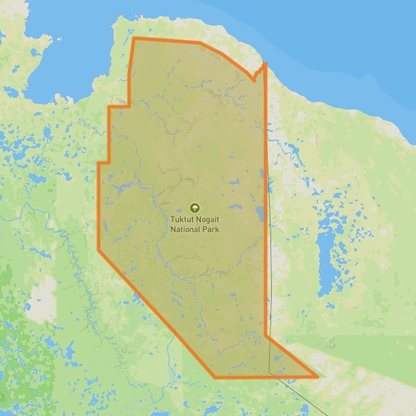 Tuktut Nogait National Park of Canada mobile static map