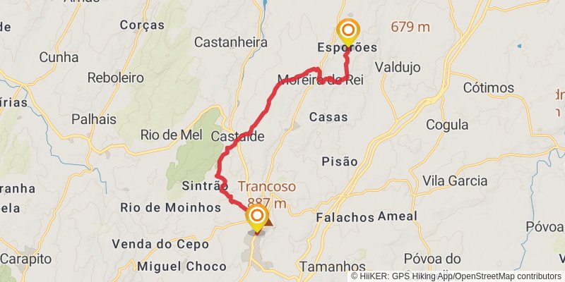 GR 22 - Historical Villages Of Portugal stage 12 Map