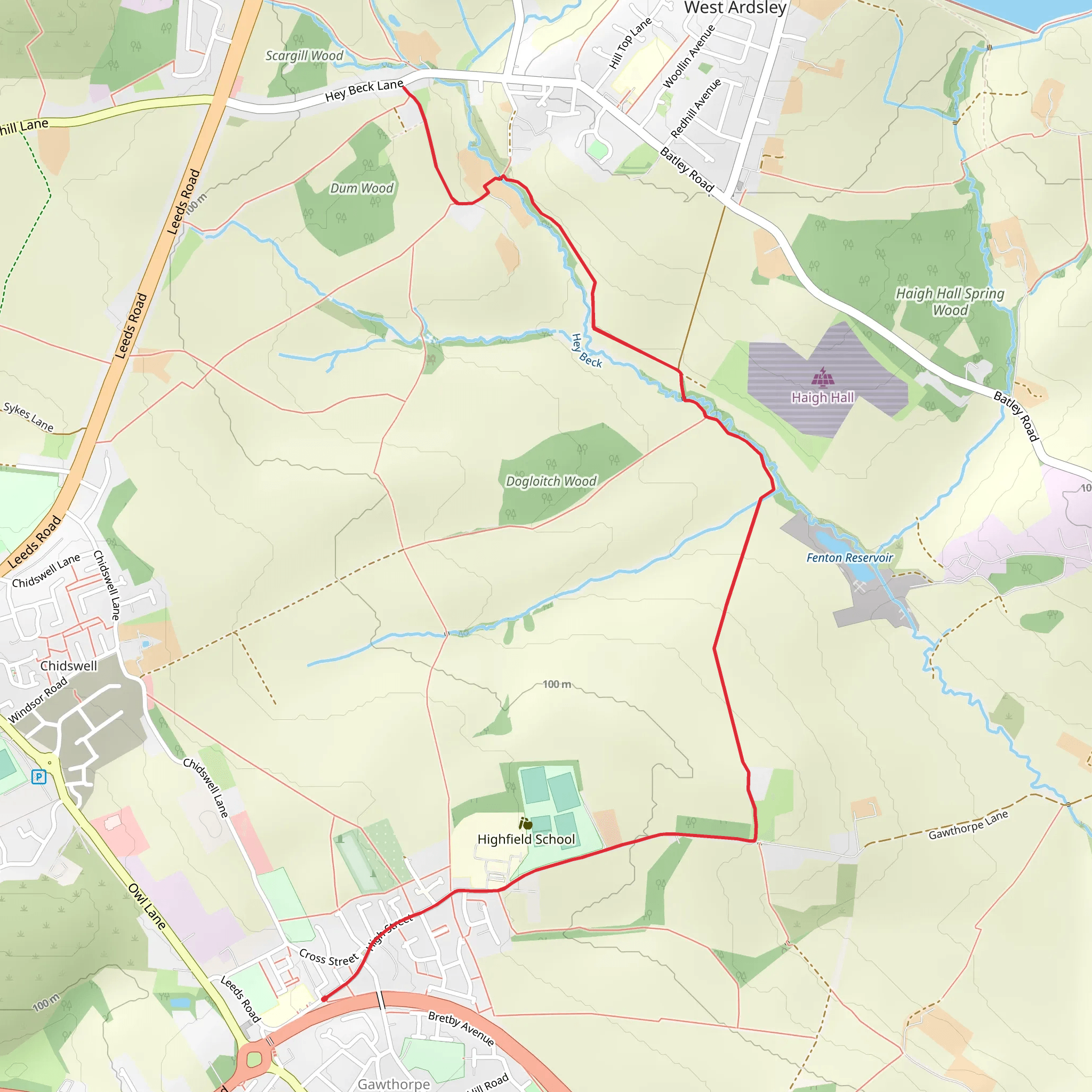 Dun Wood Walk - Gawthorpe mobile static map