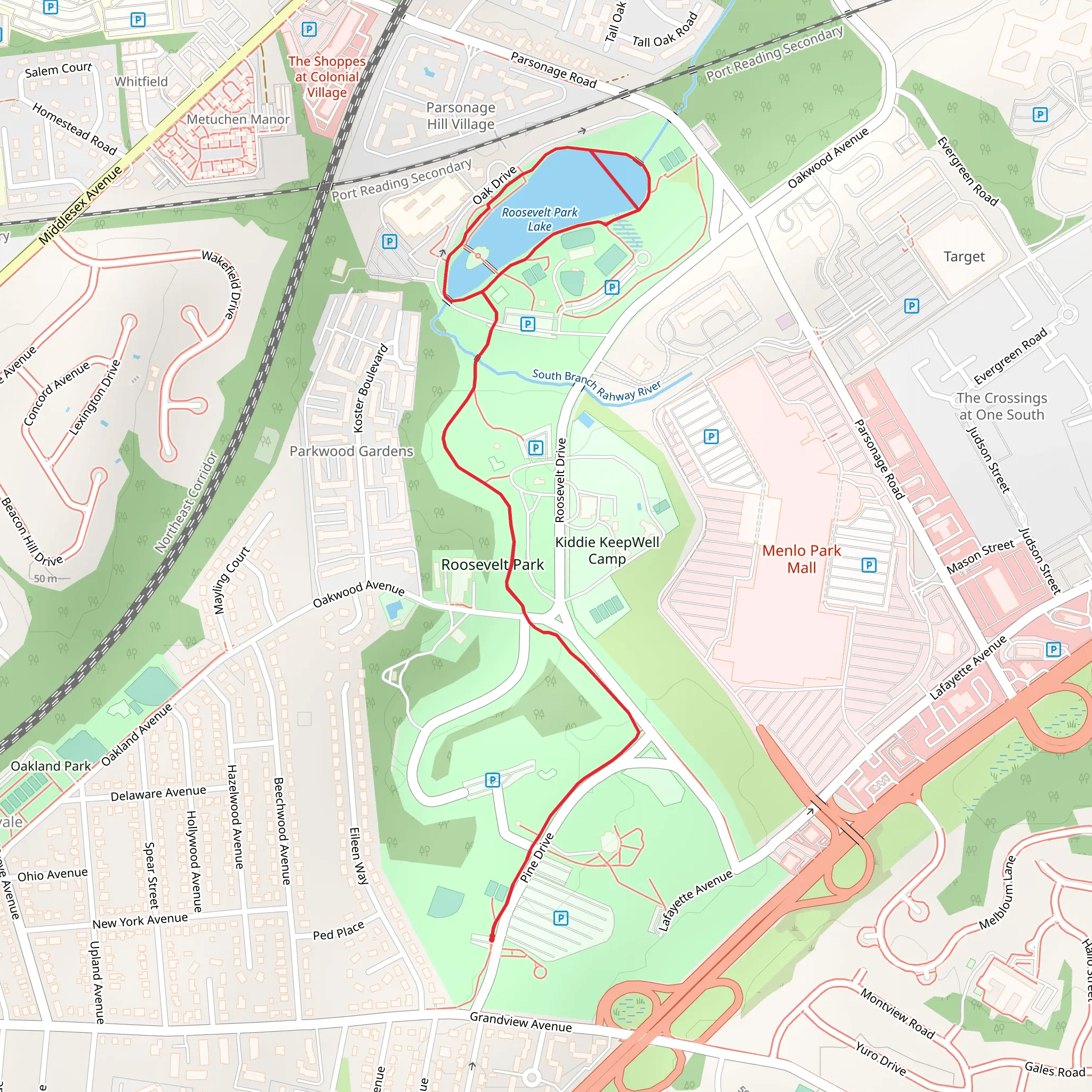 Roosevelt Park Lake Loop mobile static map