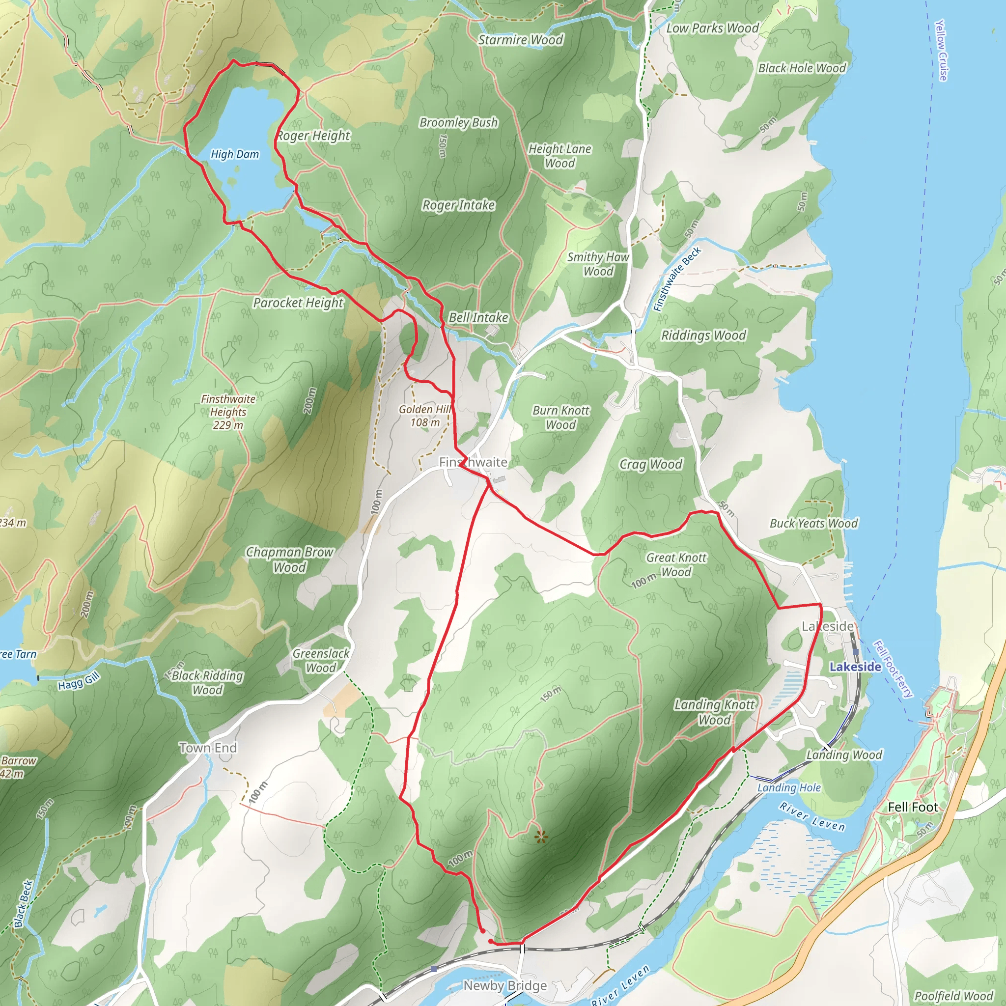 Newby Bridge Circular Walk mobile static map