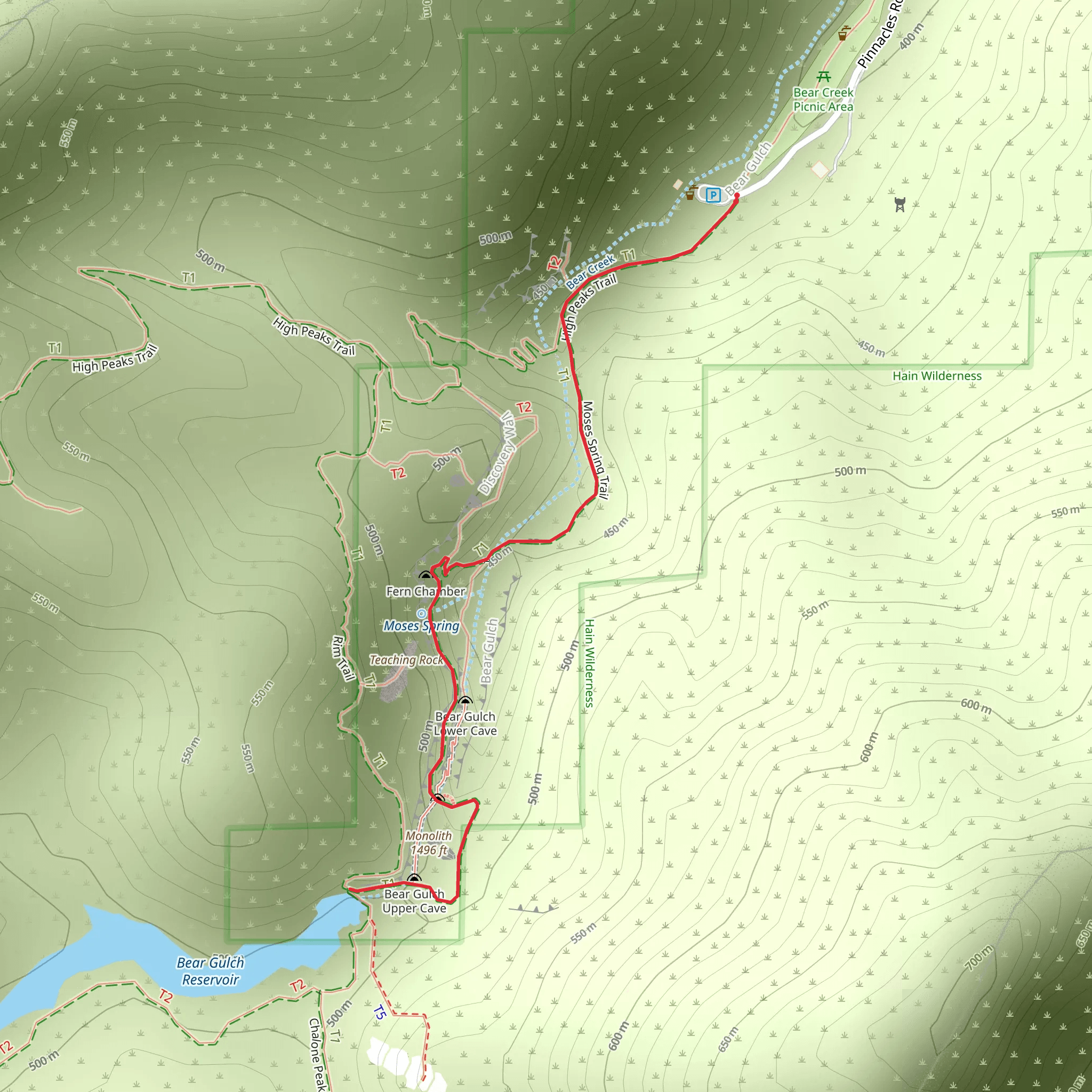 Moses Spring Trail mobile static map