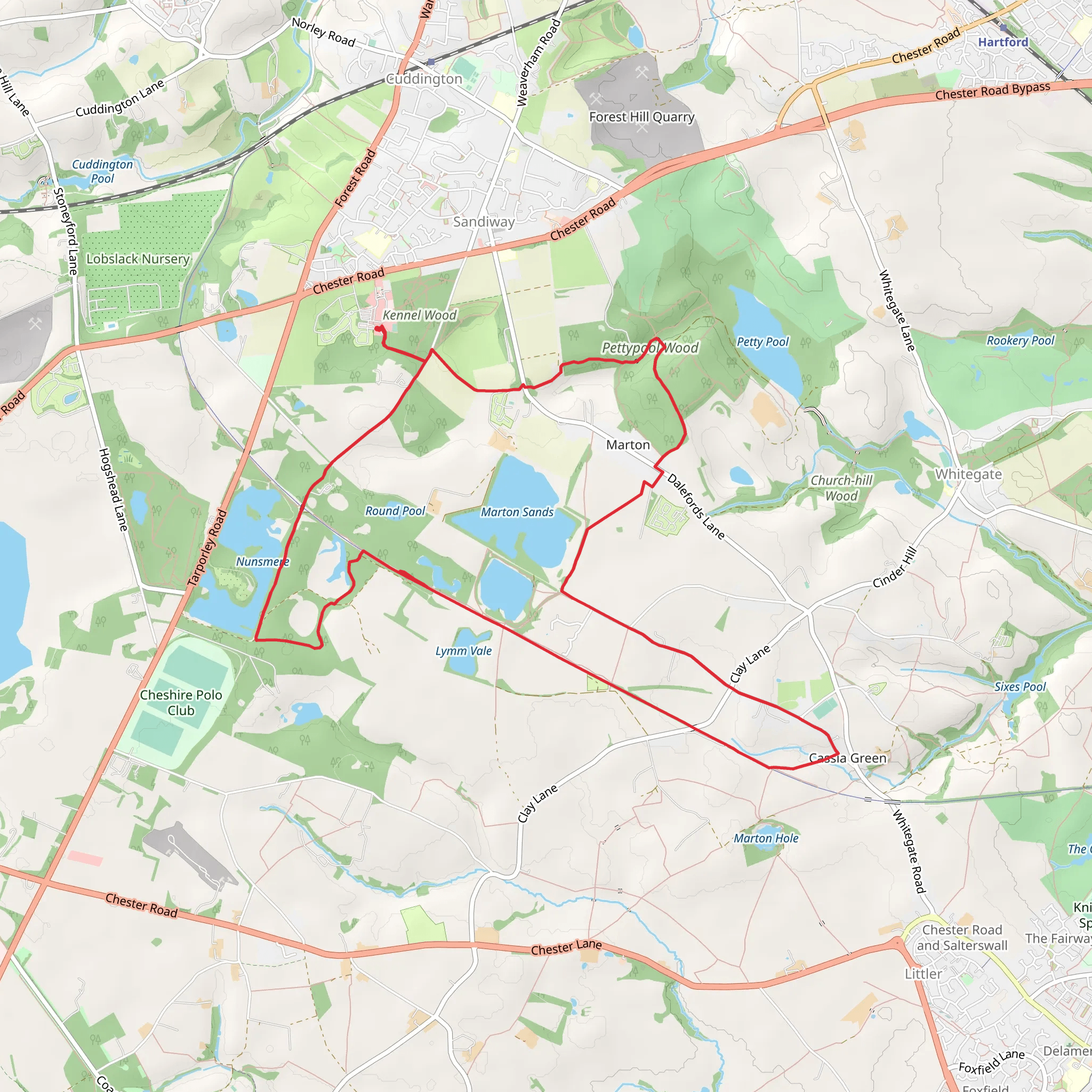 Shemmy Moss and Marton Sands via Whitegate Way mobile static map
