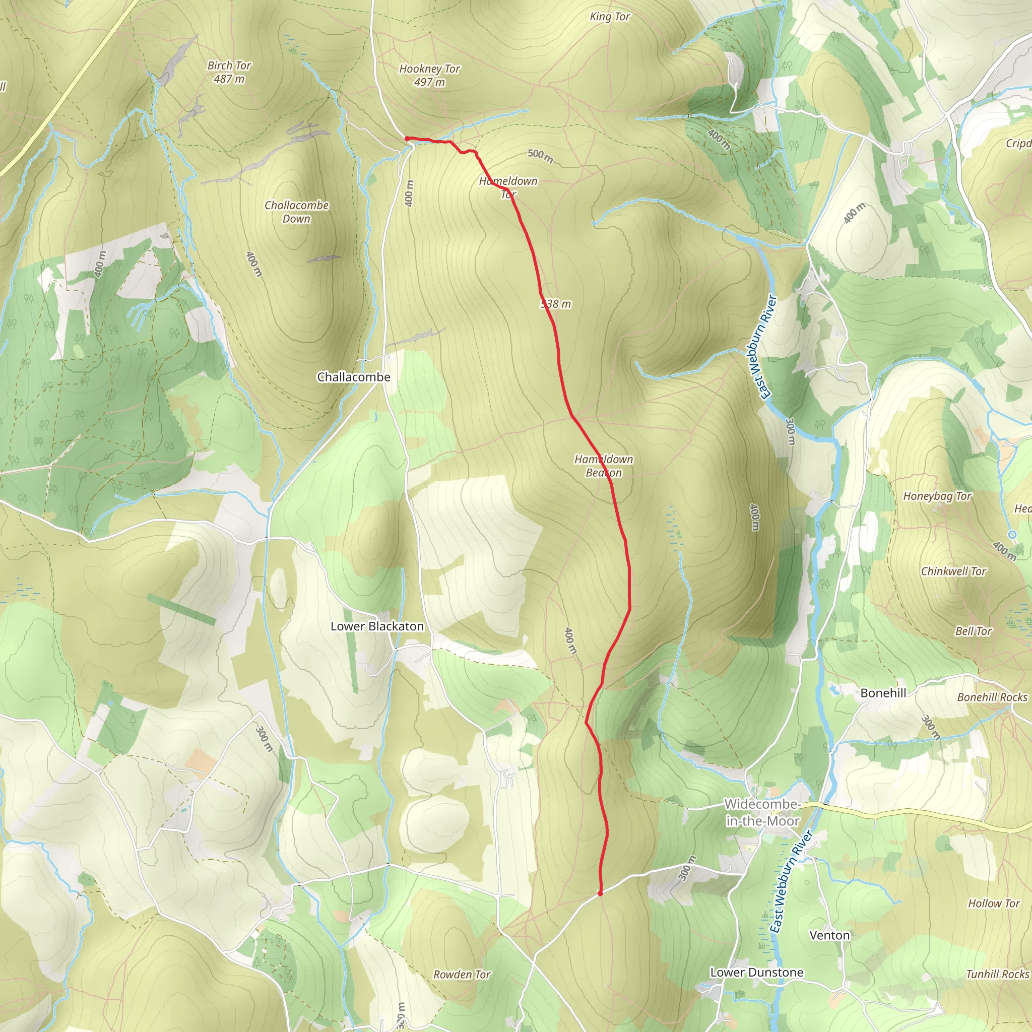 Two Crosses to Grimspound Walk mobile static map