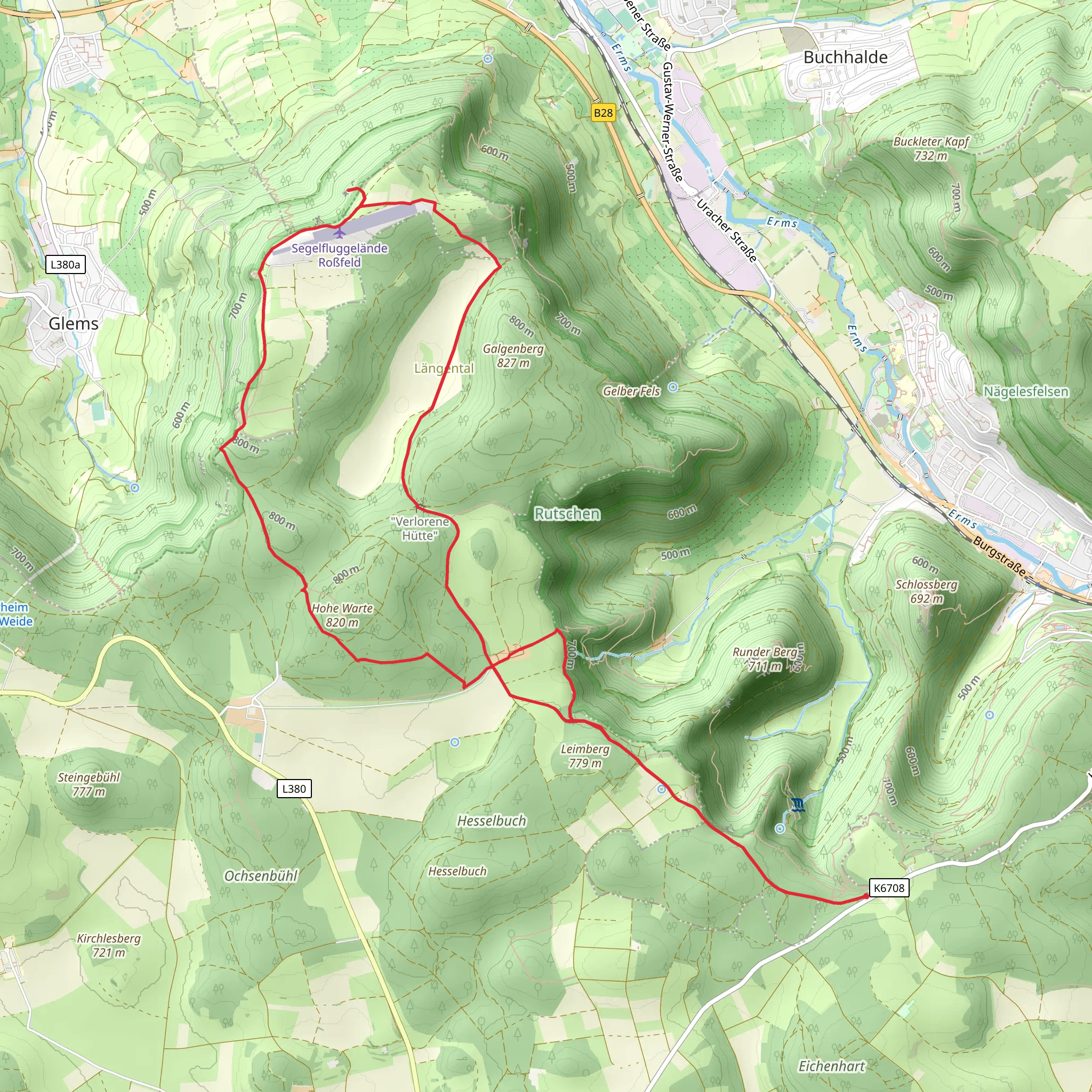 Kalkwaldsträßchen, Eschenweg and Galgensteig-Traufweg mobile static map