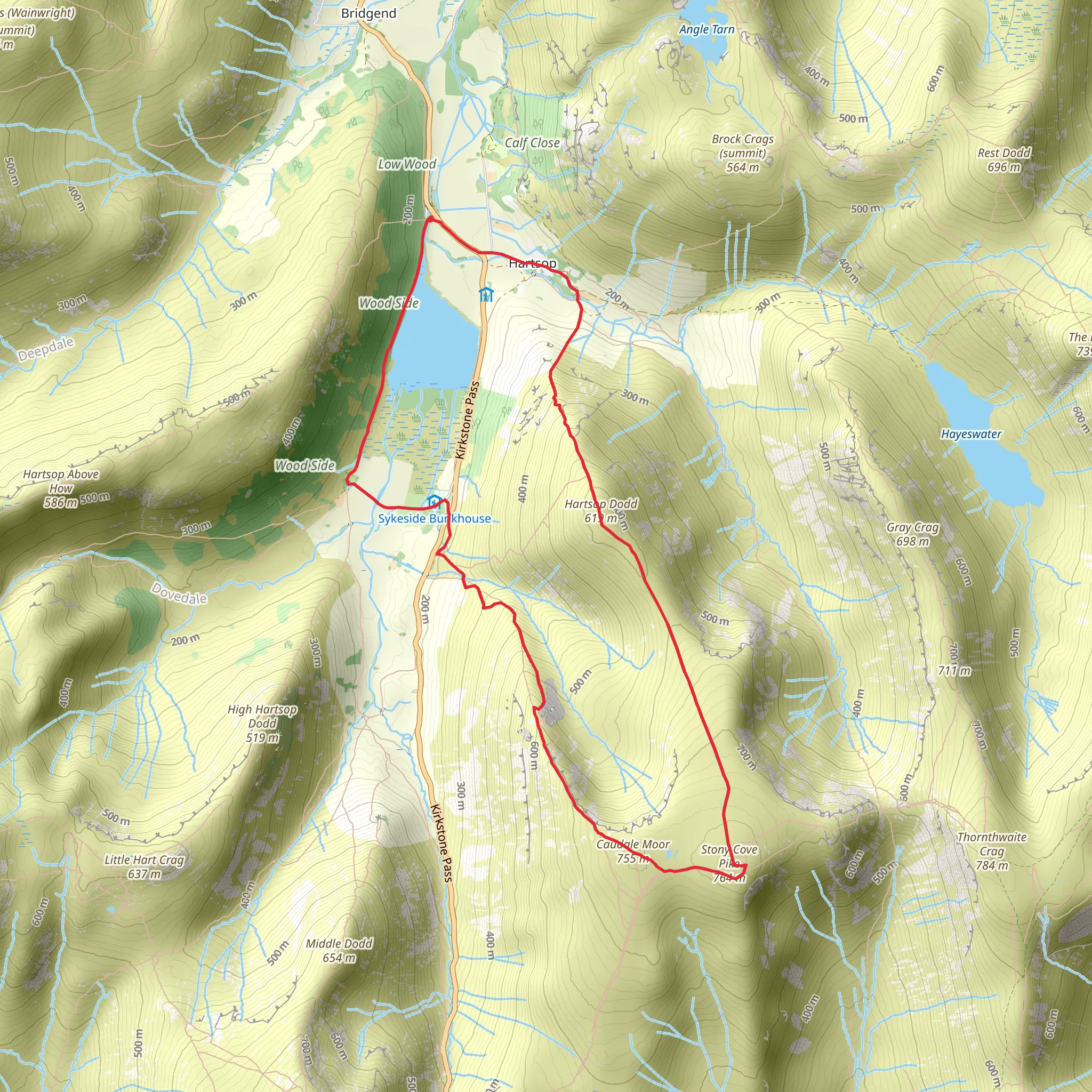 Brothers Water, Stony Cove Pike and Hartsop Dood via Caudale Mine Sled Track mobile static map