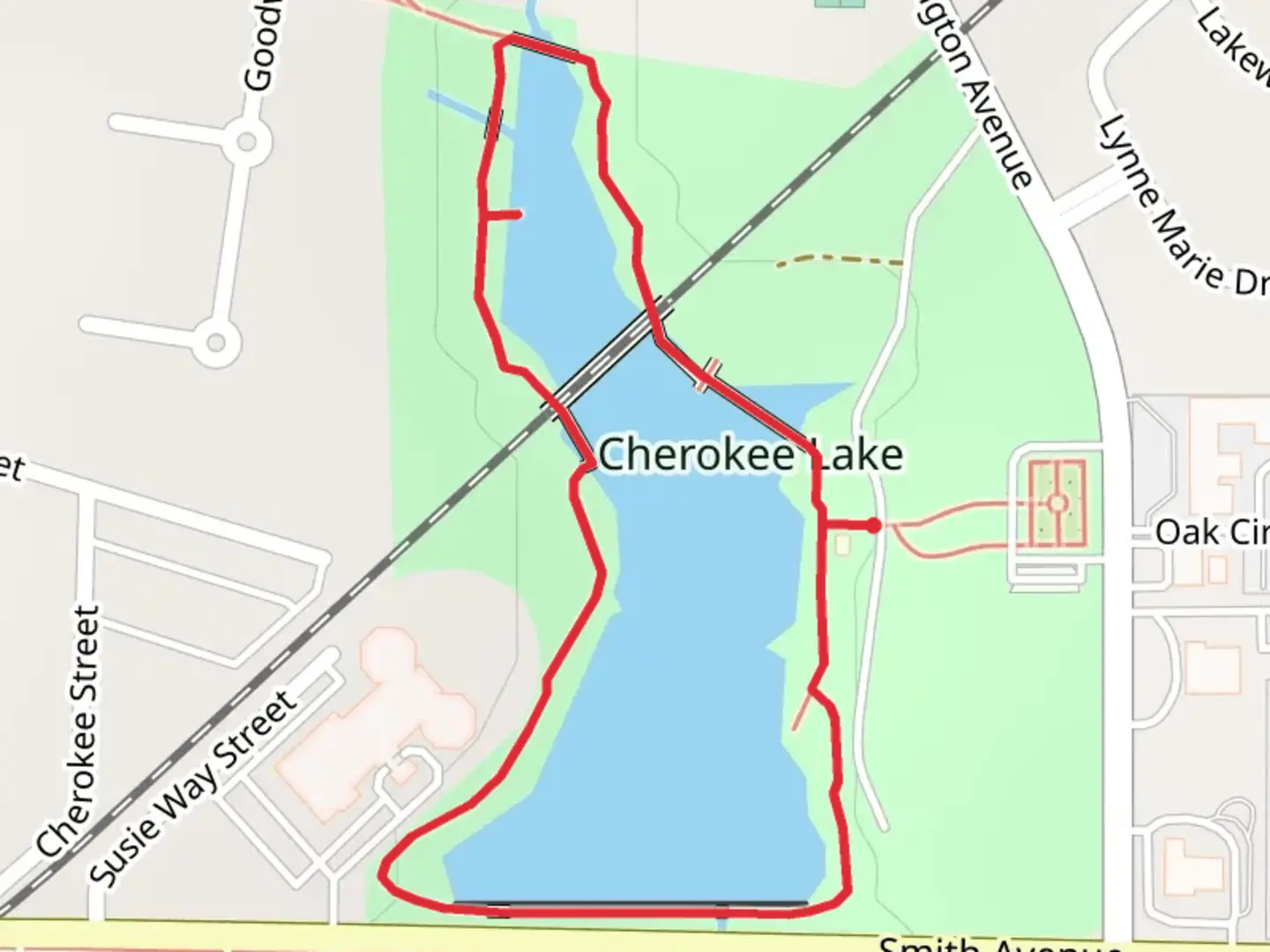 An image depicting the trail Lake Cherokee Loop and its surrounding area.