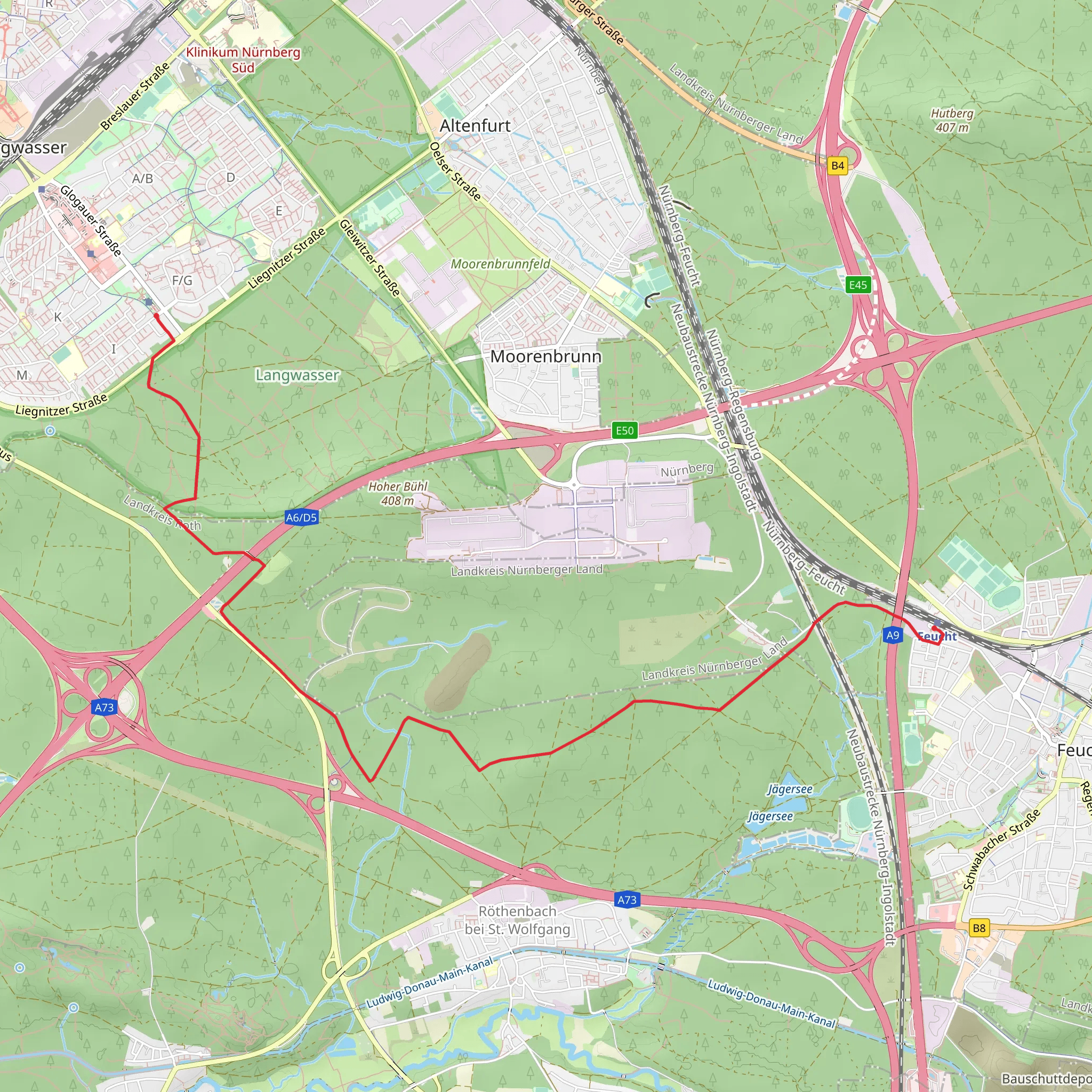 Nuernberg Langwasser Sued - Feucht mobile static map