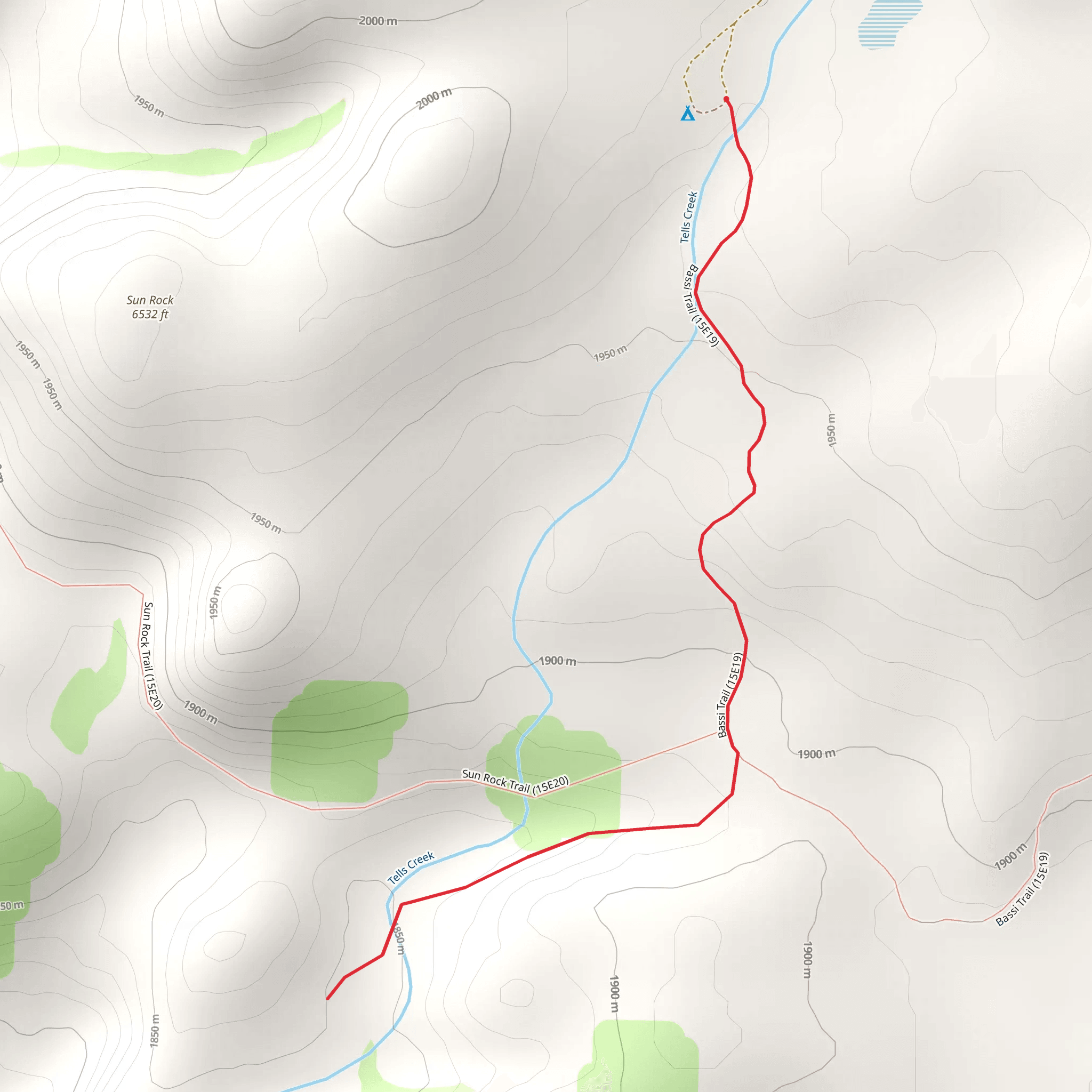 Bassi Trail Out and Back mobile static map