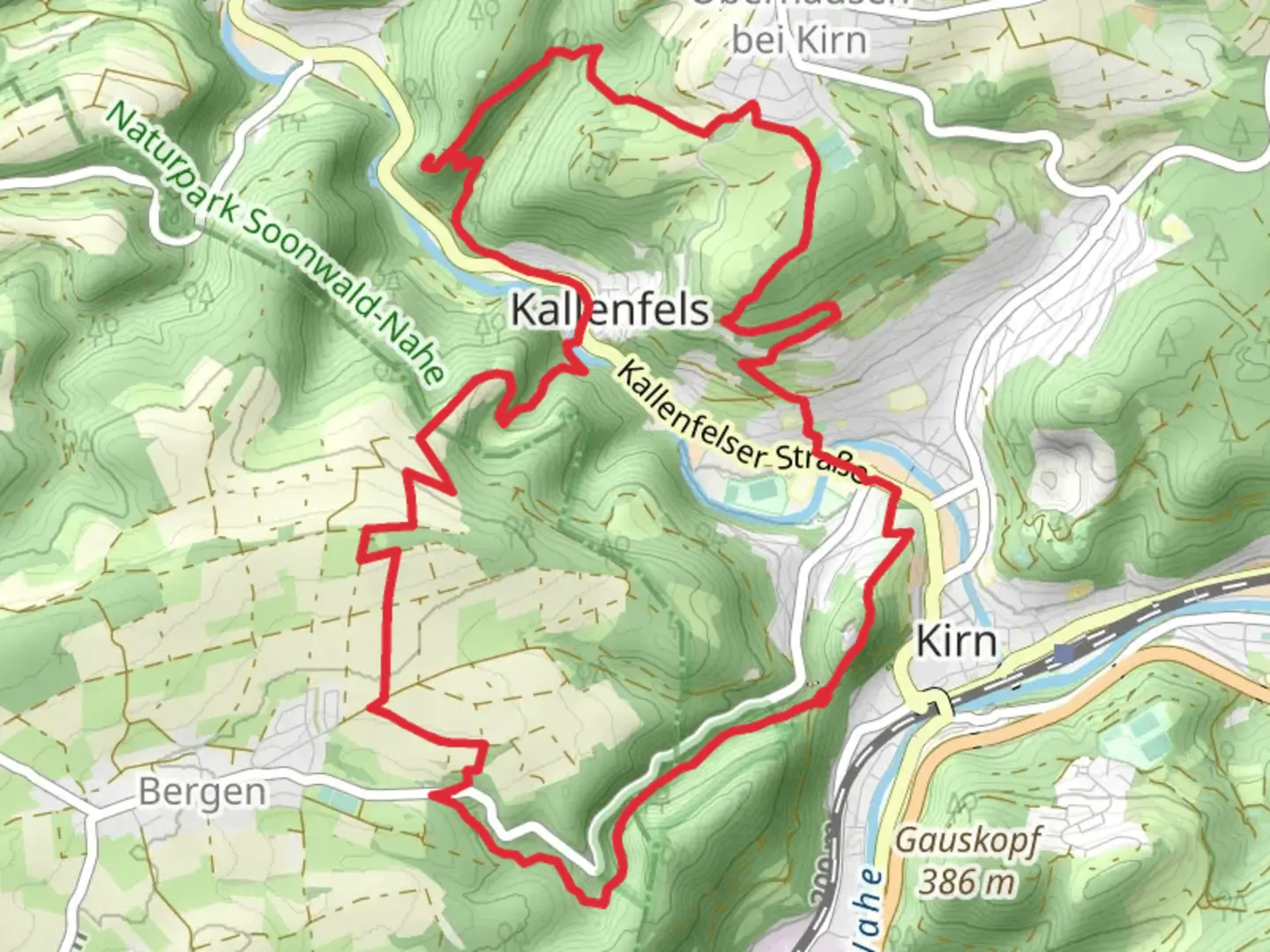 An image depicting the trail Drei Burgen Weg Loop and its surrounding area.