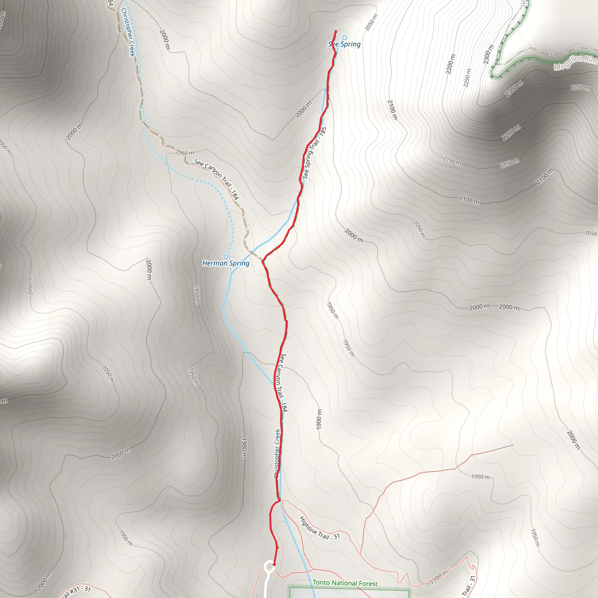 See Spring Trail via See Canyon Trail mobile static map