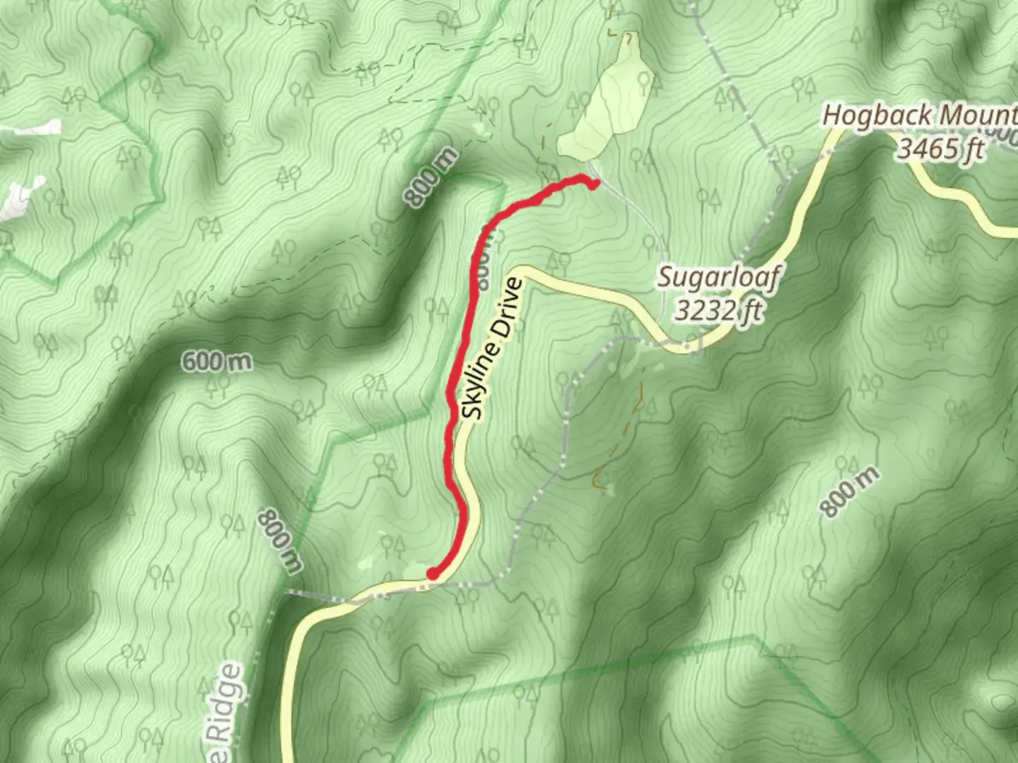 An image depicting the trail Elkwallow Trail from Elkwallow Gap and its surrounding area.
