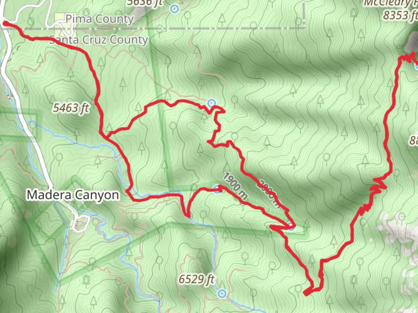 An image depicting the trail Four Springs Trail via Kent Springs and Bog springs Trail and its surrounding area.