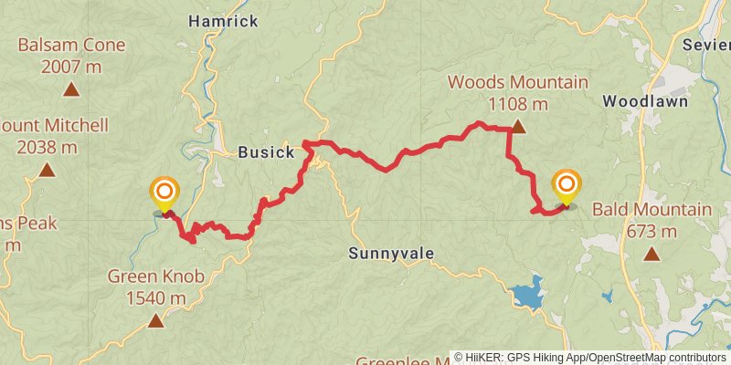 Mountains-to-Sea Trail stage 19 Map