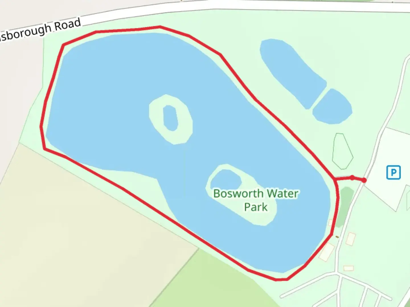An image depicting the trail Bosworth Water Park Loop and its surrounding area.