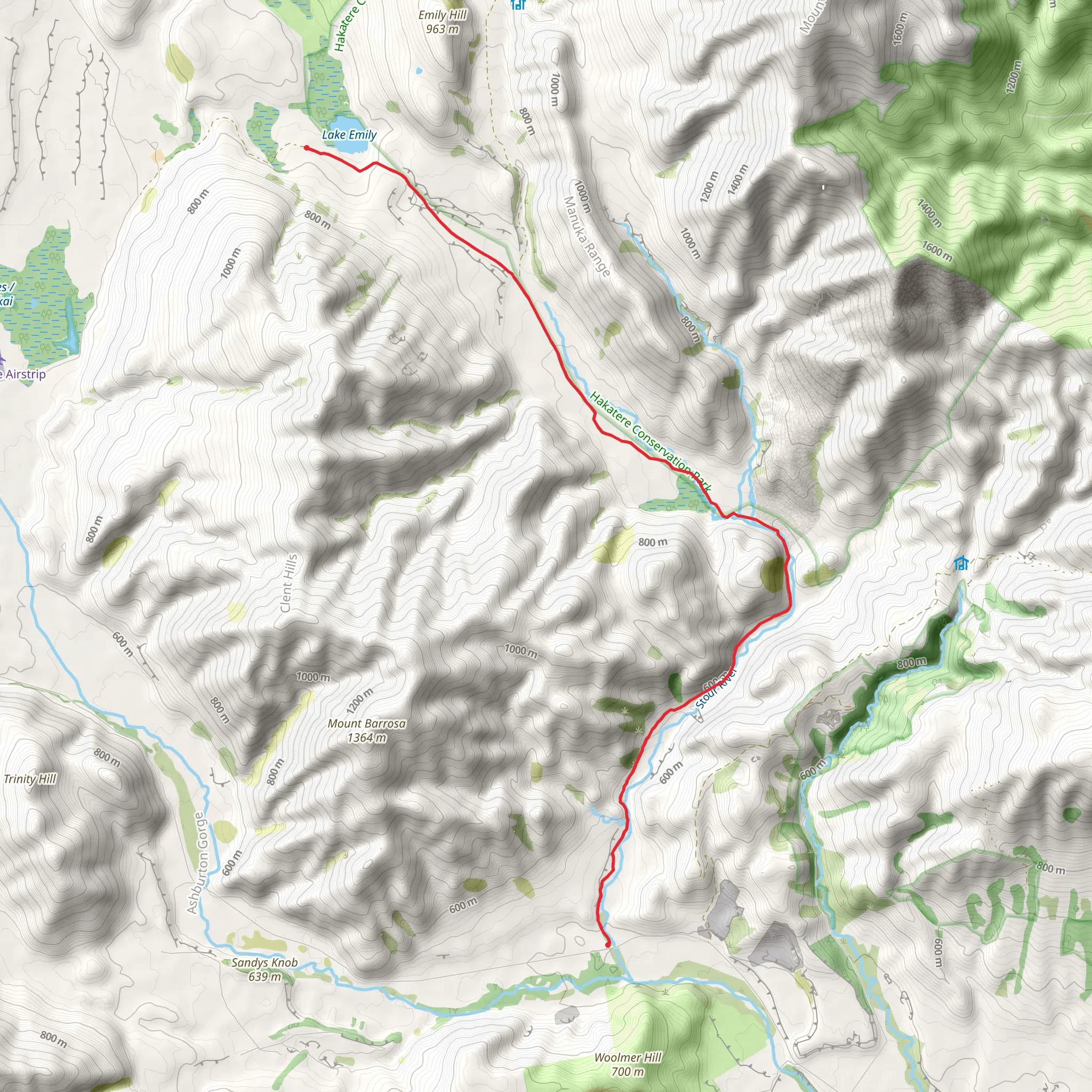 Lake Emily to Stour Bridge Carpark mobile static map