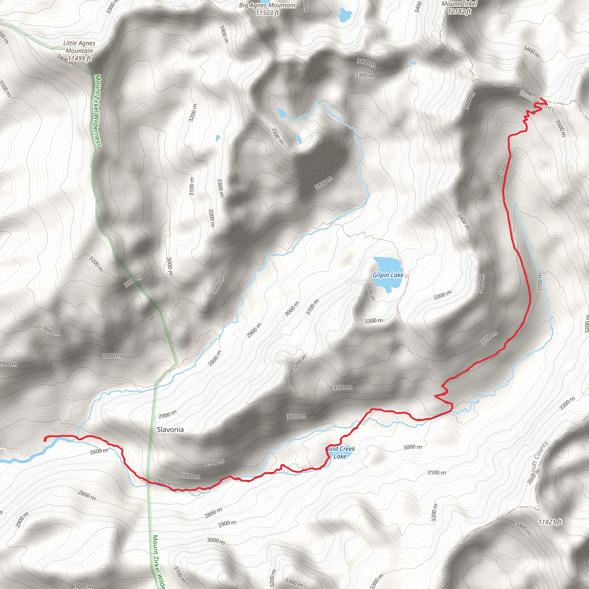 Red Dirt Pass Trail via Gold Creek Lake Trail mobile static map