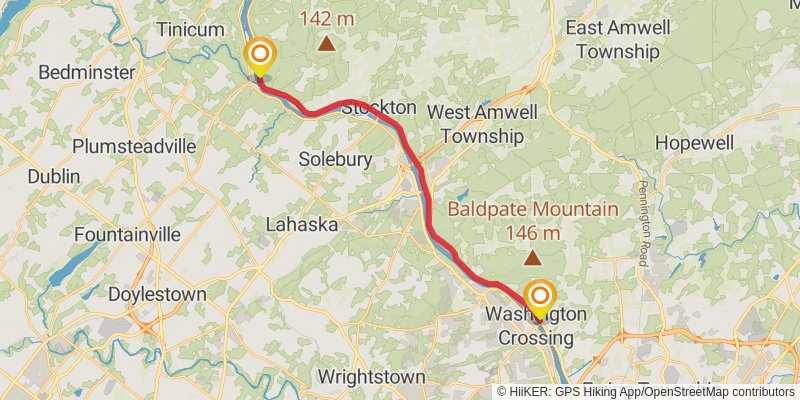 Delaware and Raritan Canal Trail stage 2 Map