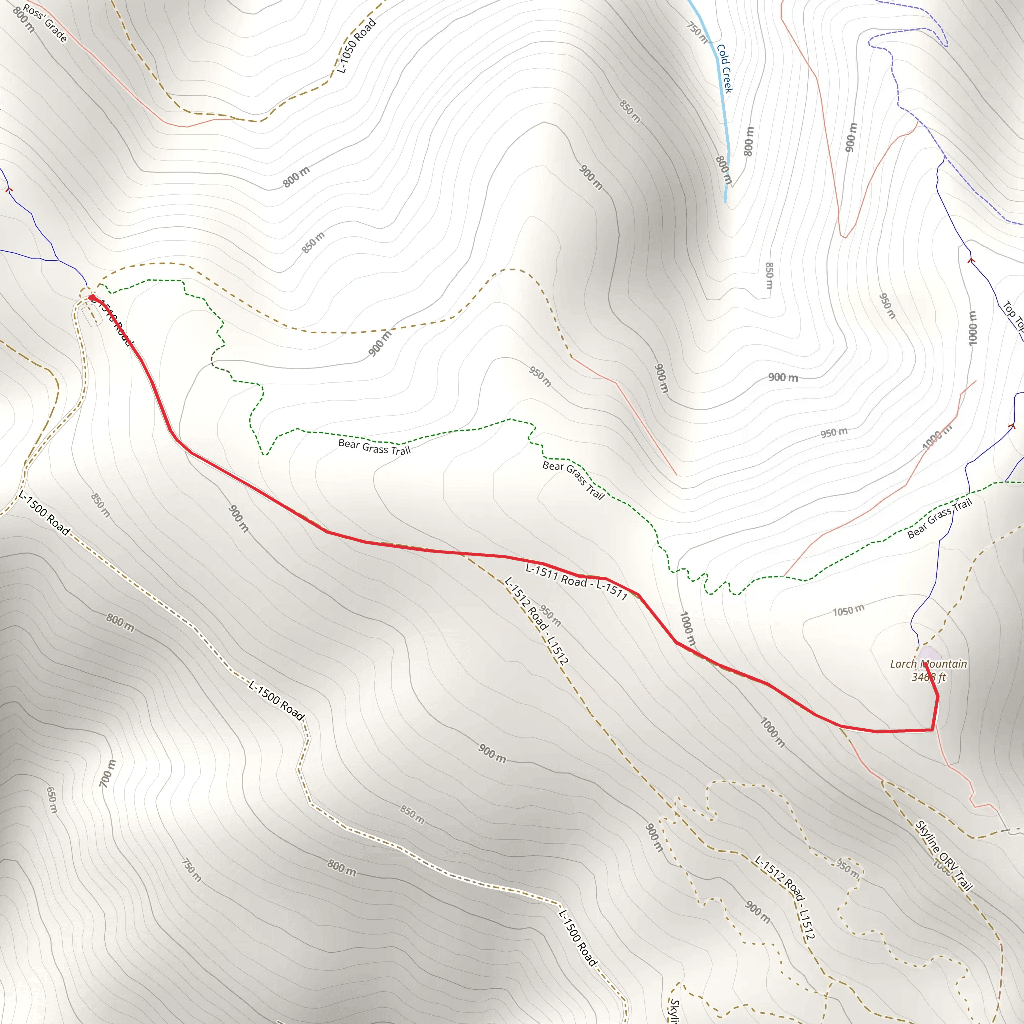 Larch Mountain Out and Back mobile static map