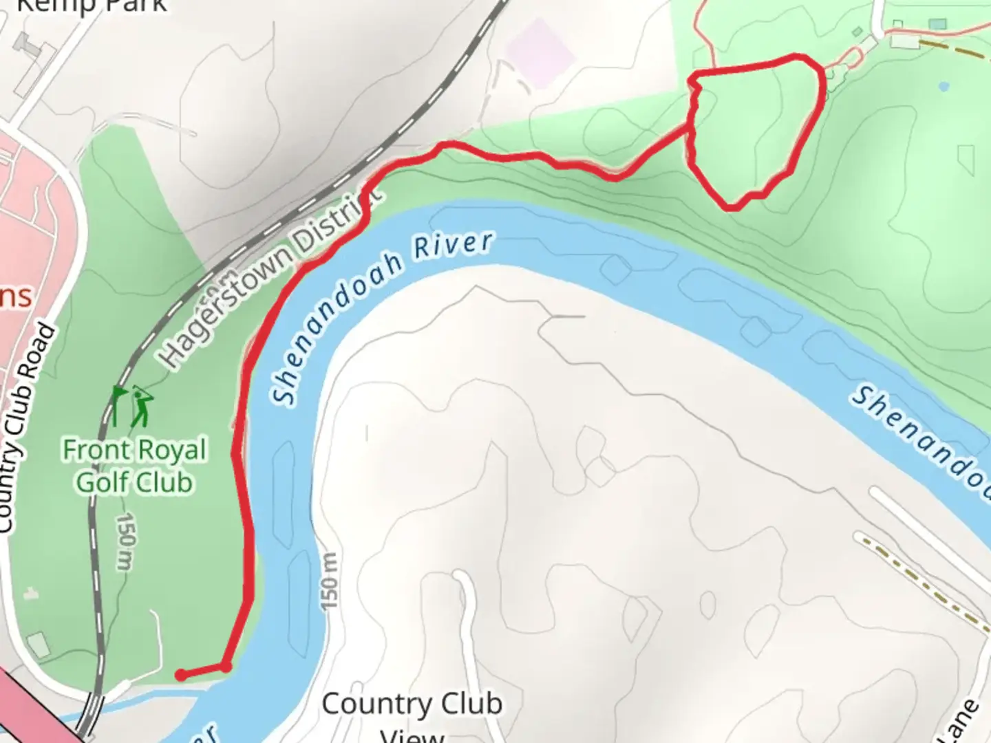 An image depicting the trail Rockland Park Loop and its surrounding area.