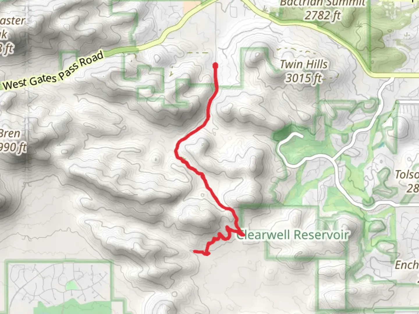 An image depicting the trail Yetman Trail Out and Back and its surrounding area.