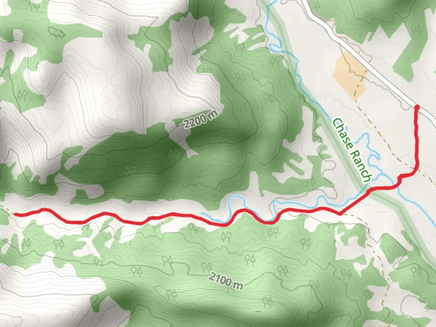 An image depicting the trail Dean Heck Camp via Emergency Use and its surrounding area.