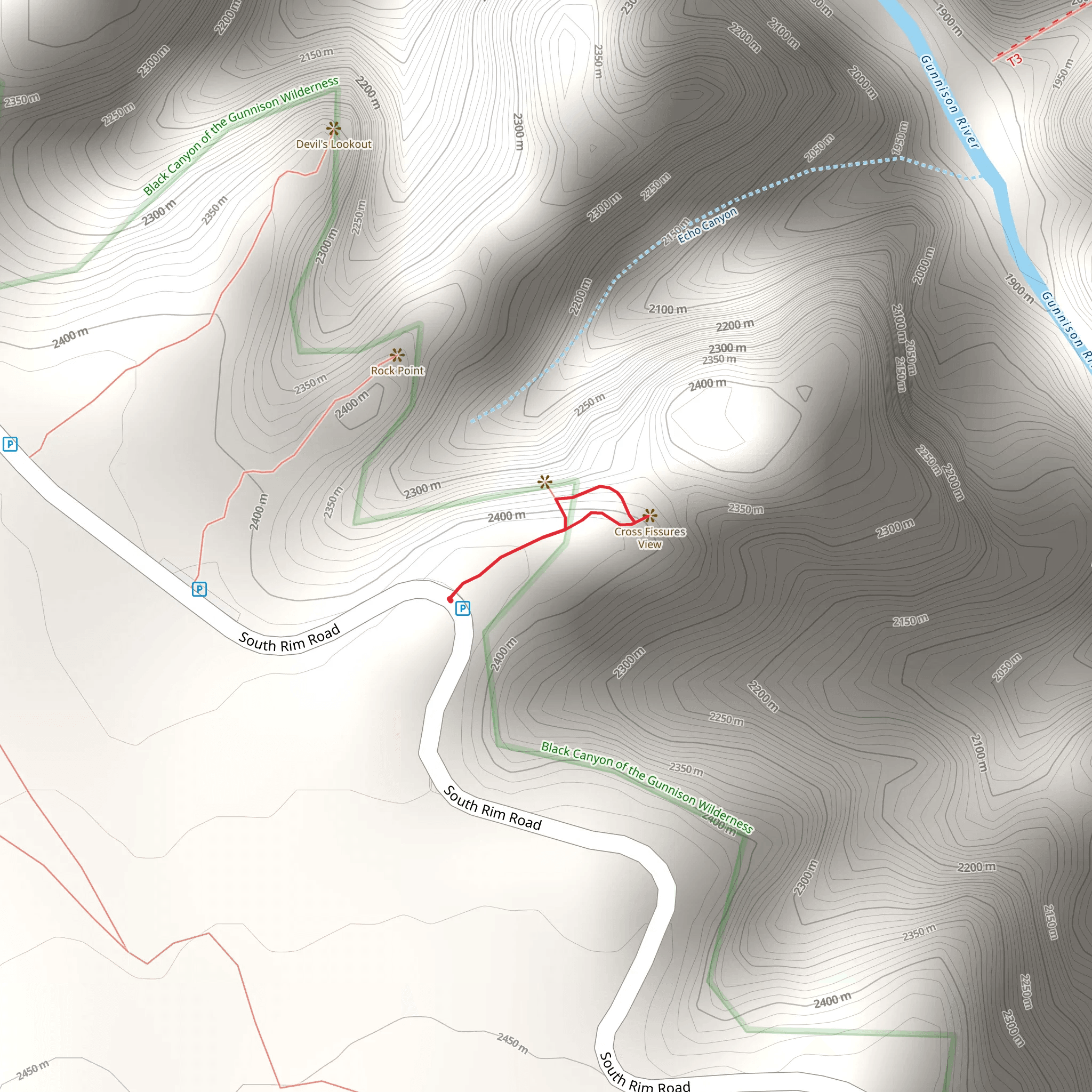 South Rim Road Loop mobile static map