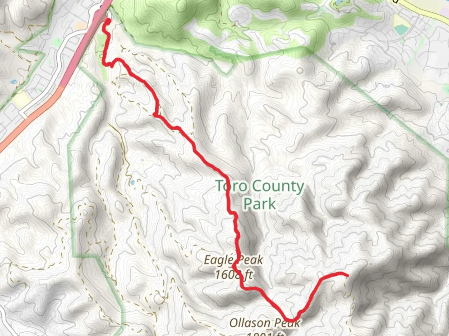 An image depicting the trail Ollason Peak - Toro Regional Park and its surrounding area.