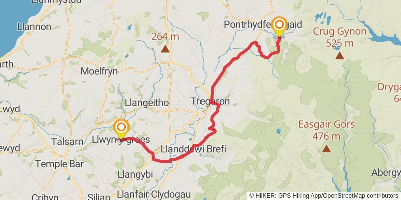 Wales Cistercian Way stage 22 Map