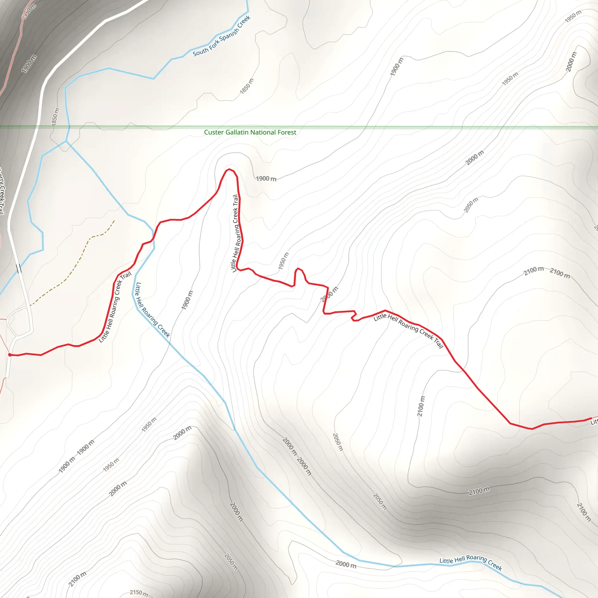 Little Hell Roaring Creek Trail mobile static map