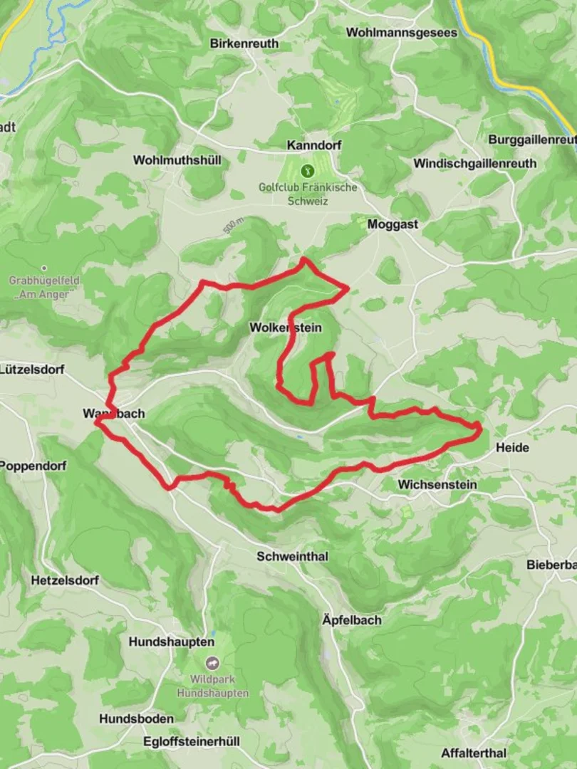 An image depicting the trail Wannbach and Rotelfels Loop and its surrounding area.