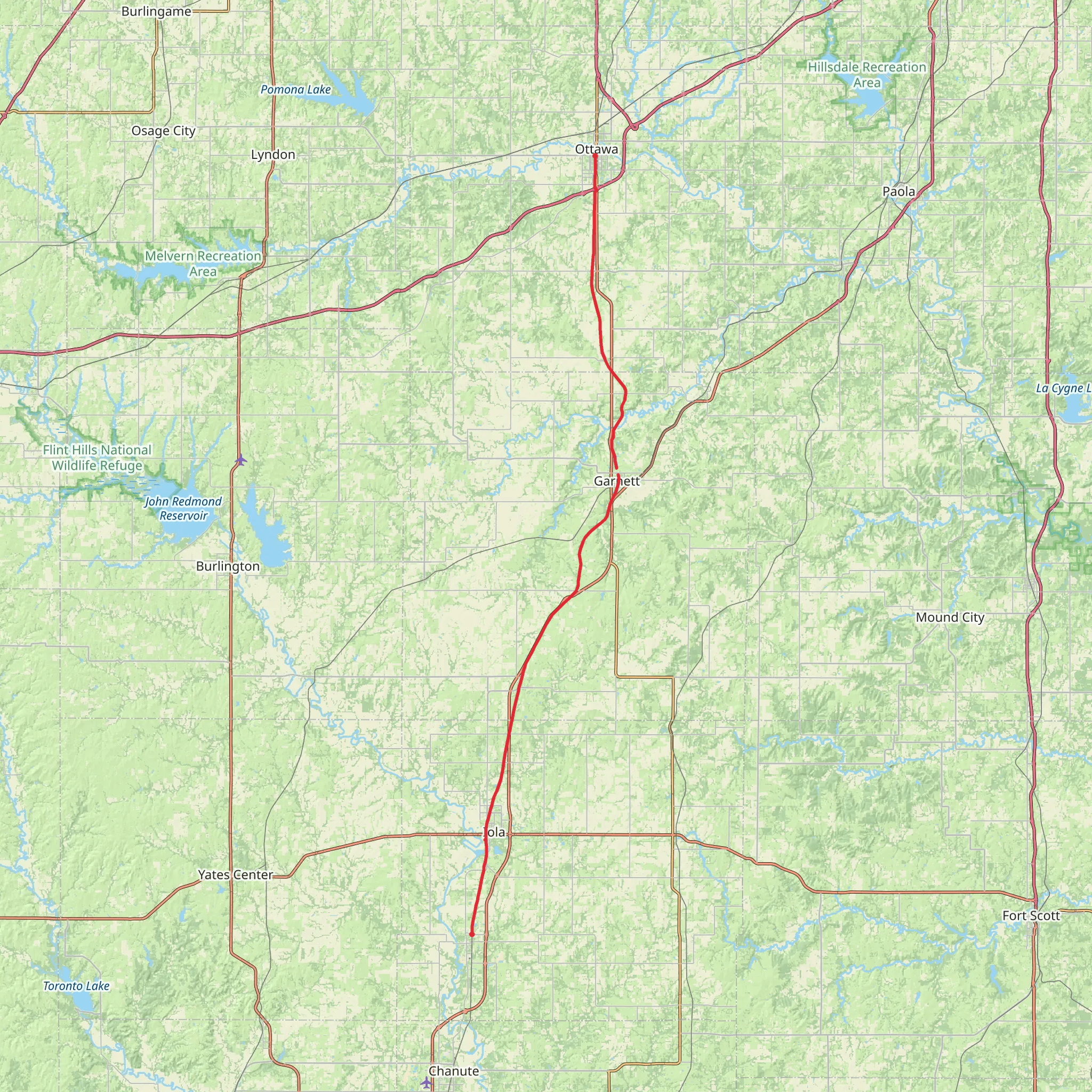 Prairie Spirit Trail mobile static map