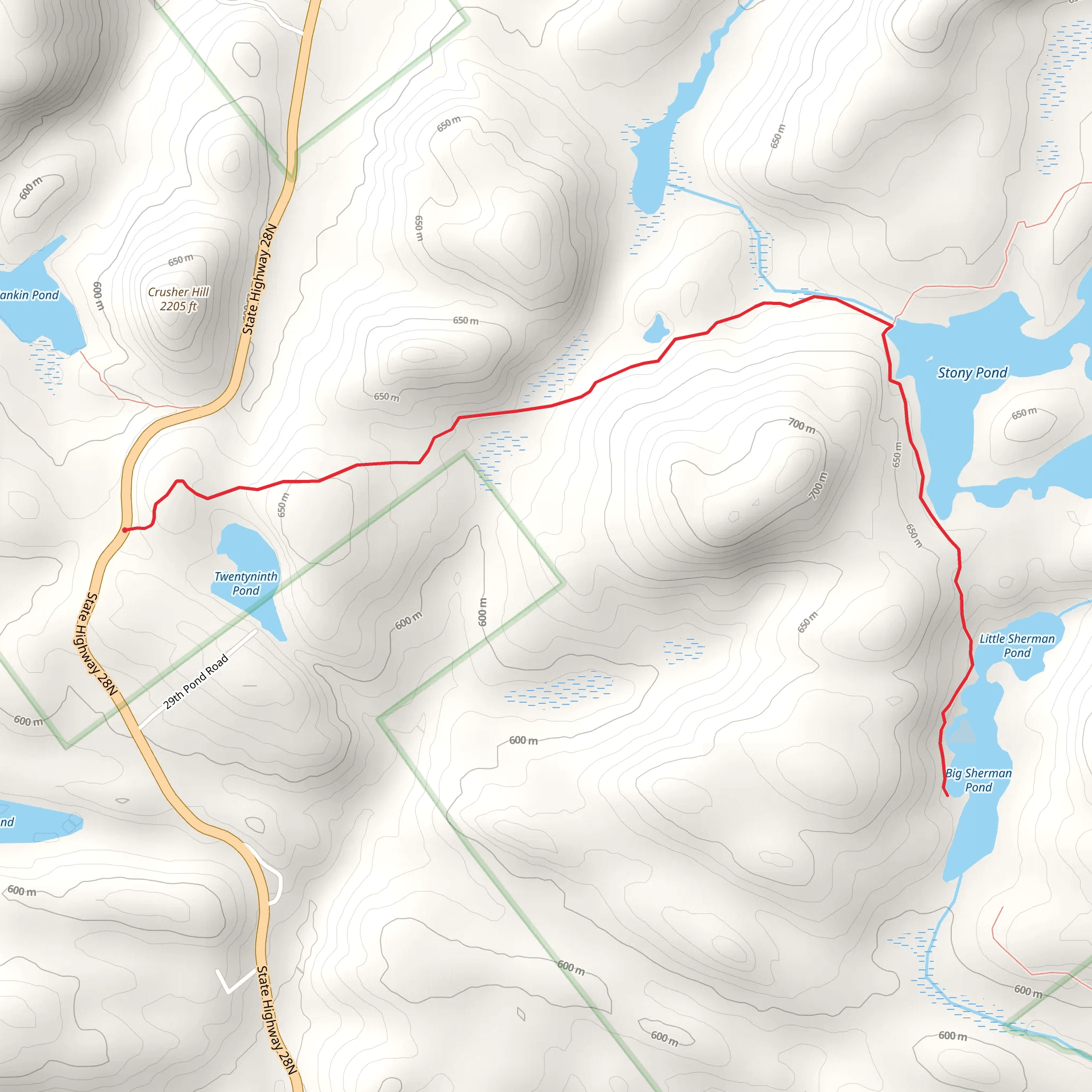 Big Sherman Pond via Stony Pond Trail mobile static map