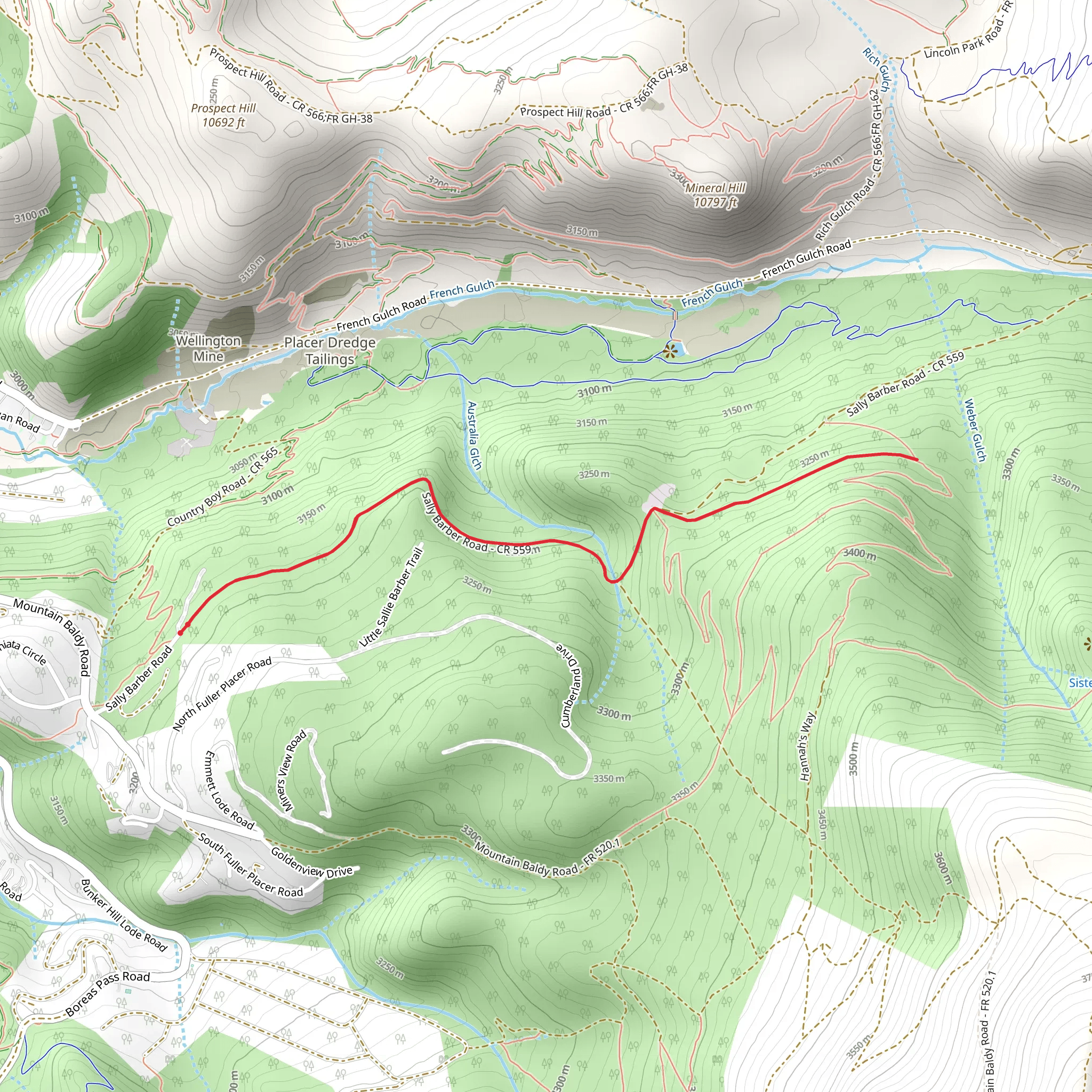 Trail of Tears via Sally Barber Road mobile static map