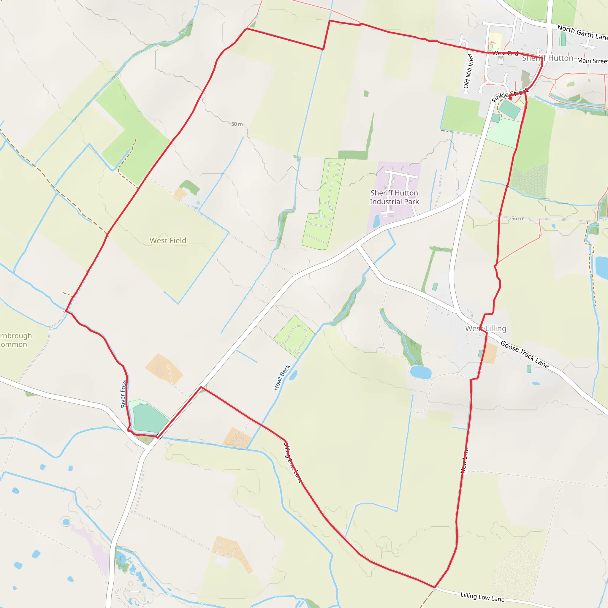 Sheriff Hutton to West Lilling Loop mobile static map