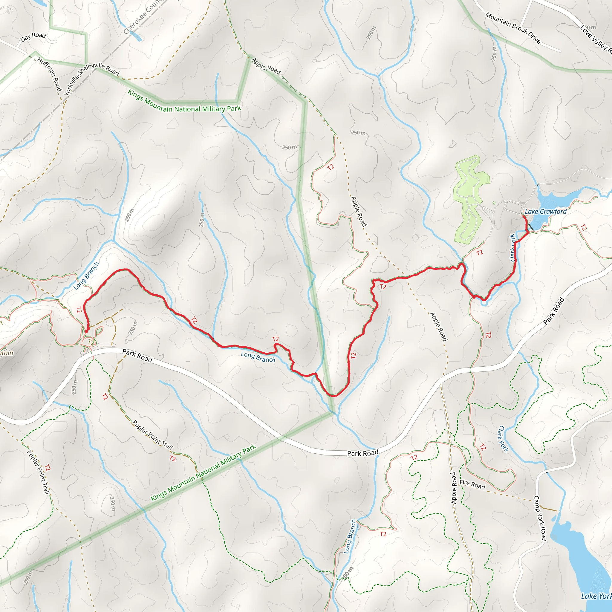 Lake Crawford via Long Branch mobile static map