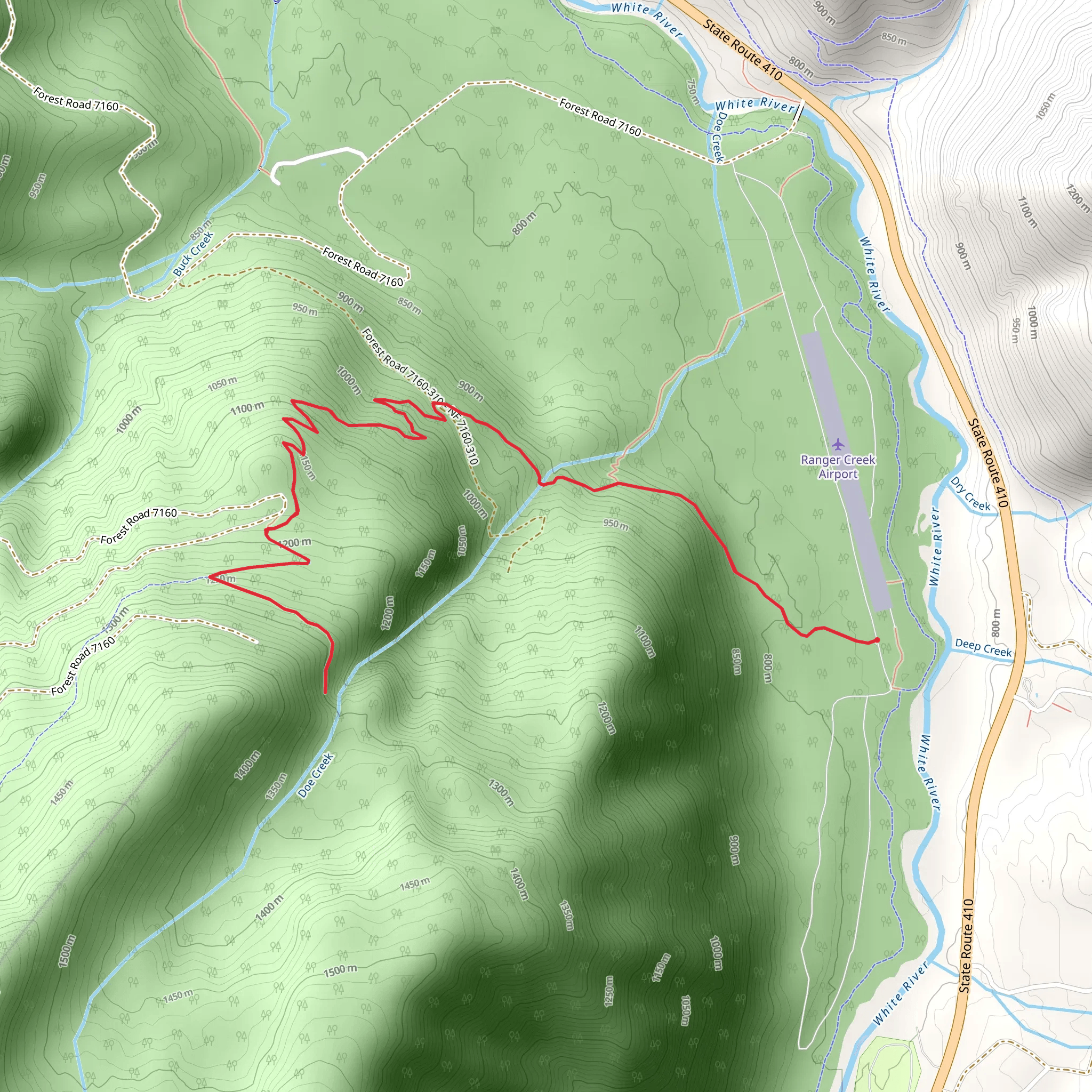 Doe Falls via Suntop Trail - Ranger Creek State Airport mobile static map