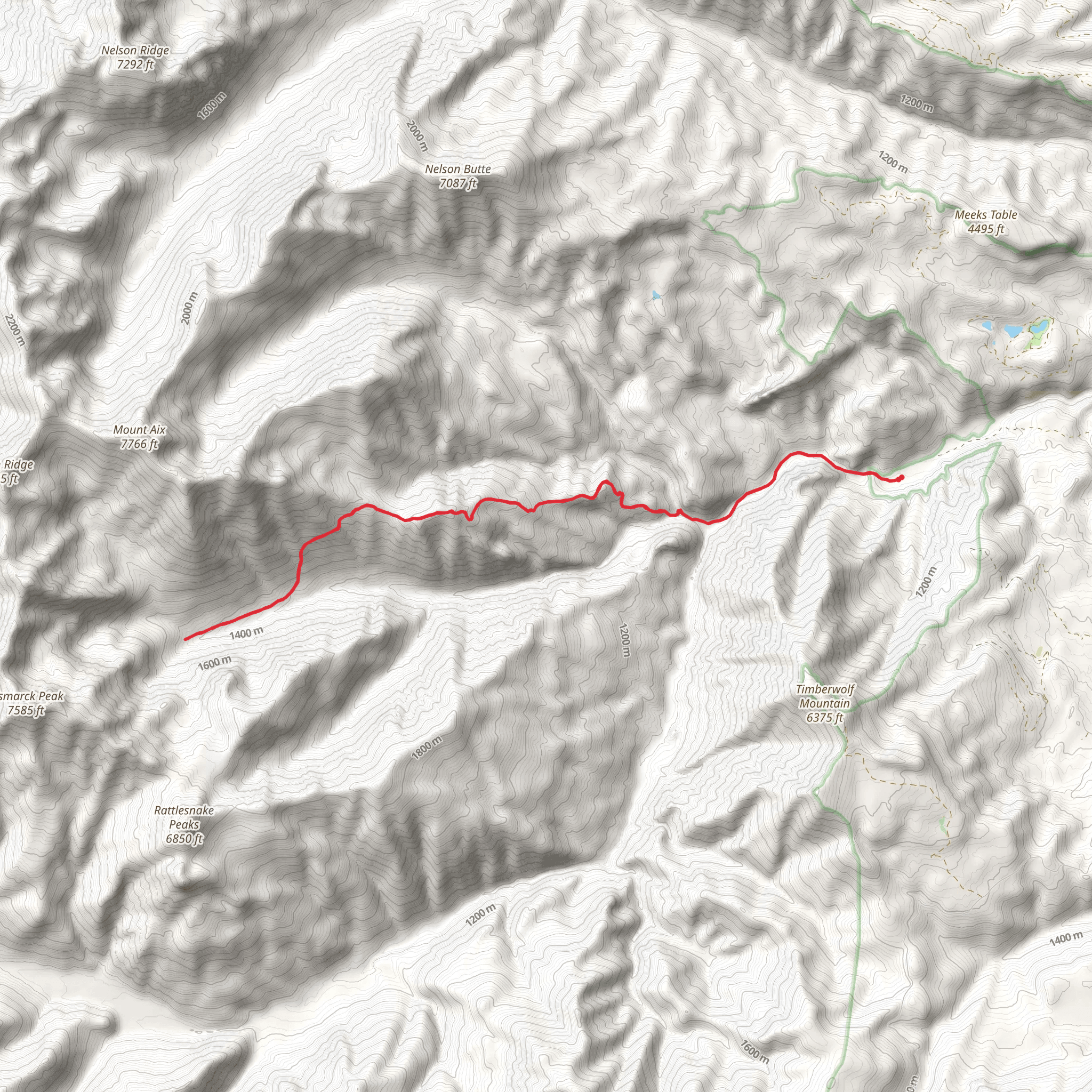 Hindoo Trail via Rattlesnake Trail mobile static map