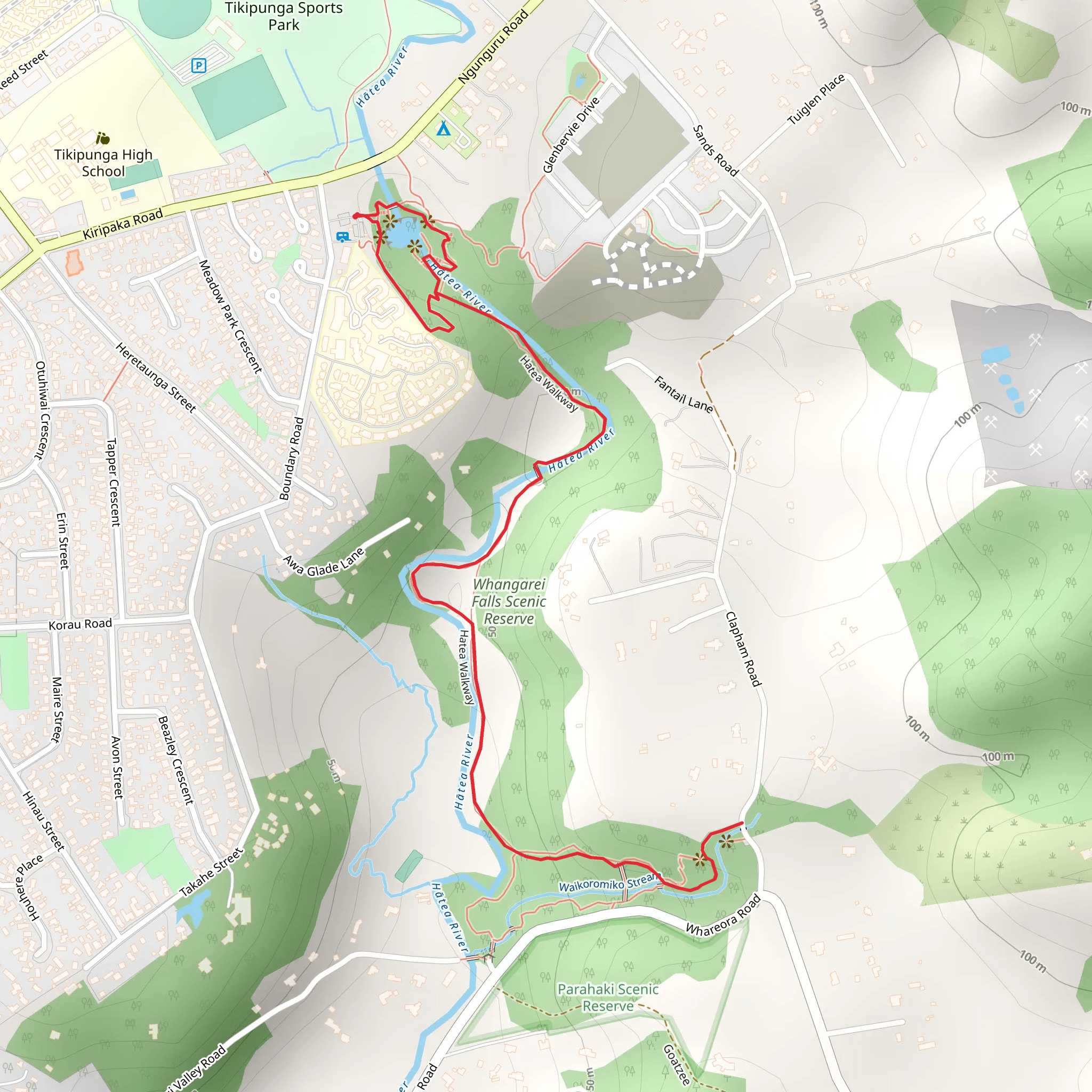 Whangarei Falls Track mobile static map