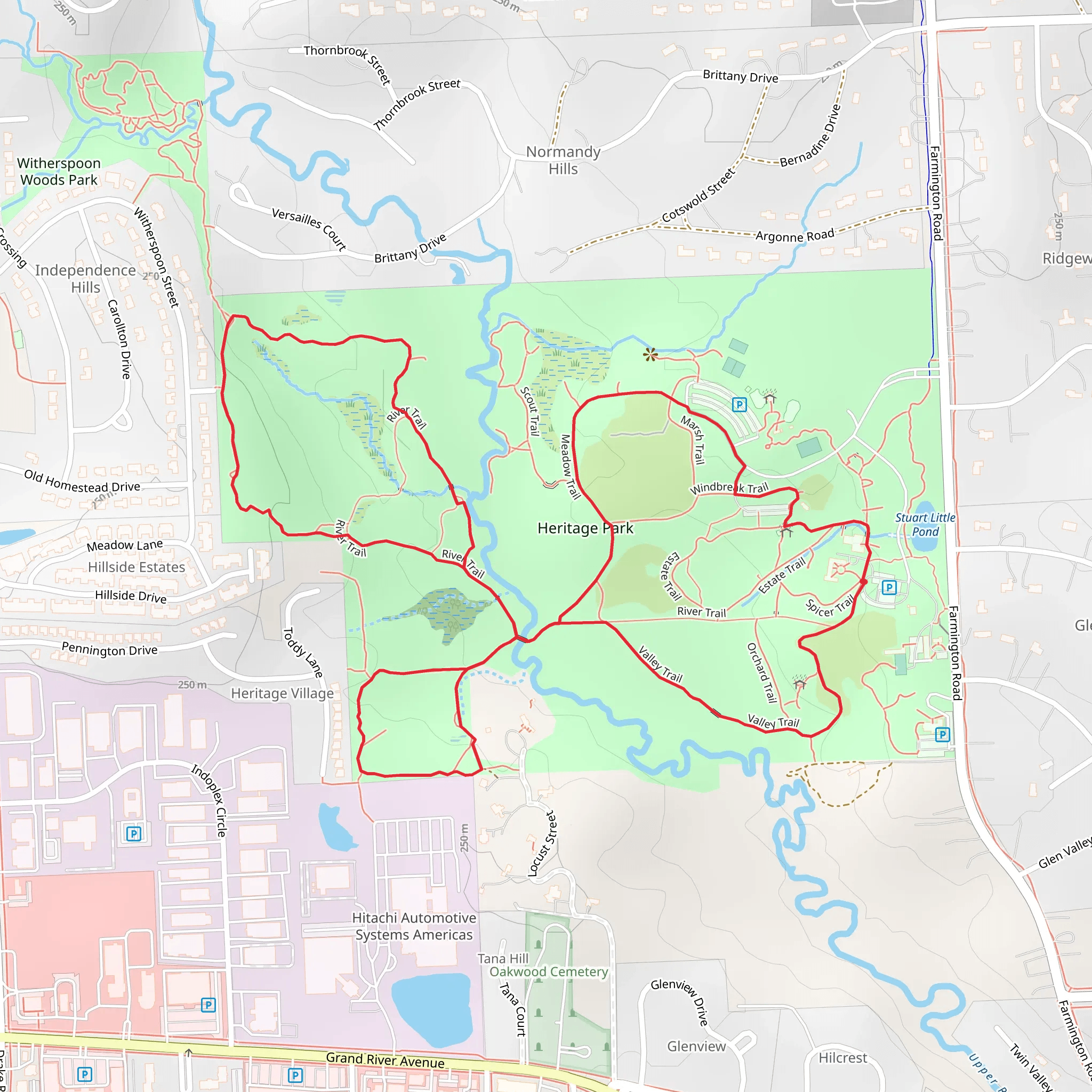 Valley, River and Meadow Loop Trail mobile static map