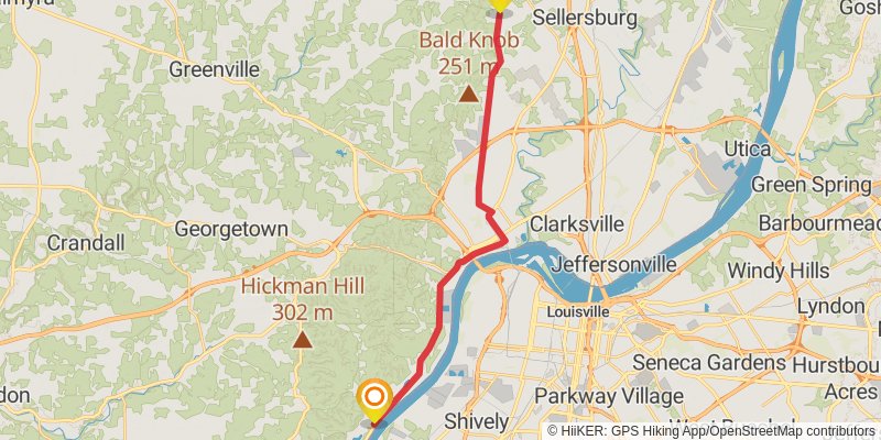 American Discovery Trail South Route - Indiana stage 12 Map