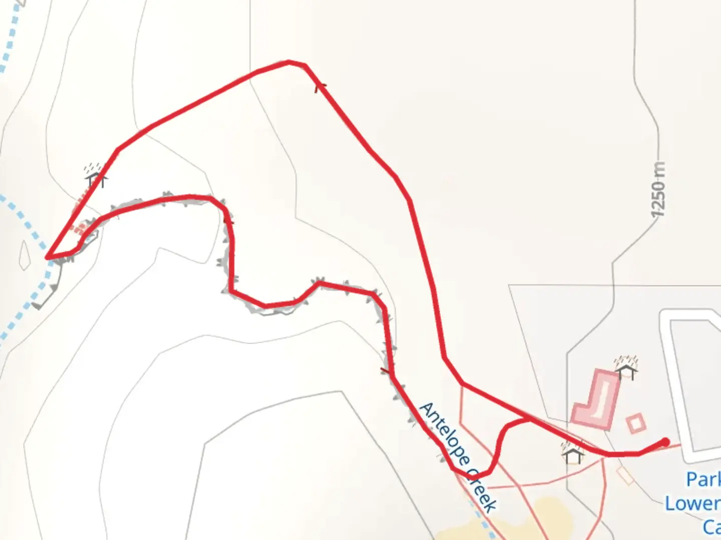 An image depicting the trail Antelope Creek Loop and its surrounding area.