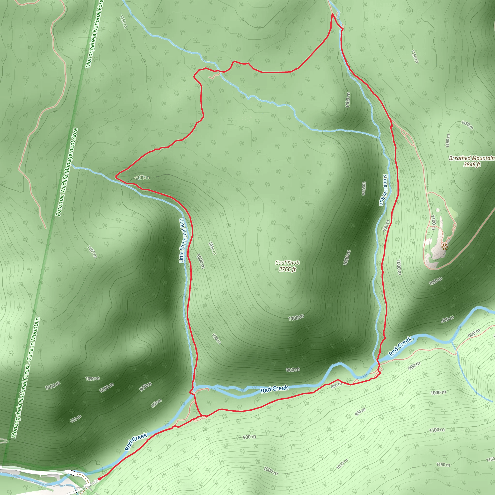 Little Stonecoal, Dunkenbarger and Big Stonecoal Loop Trail mobile static map