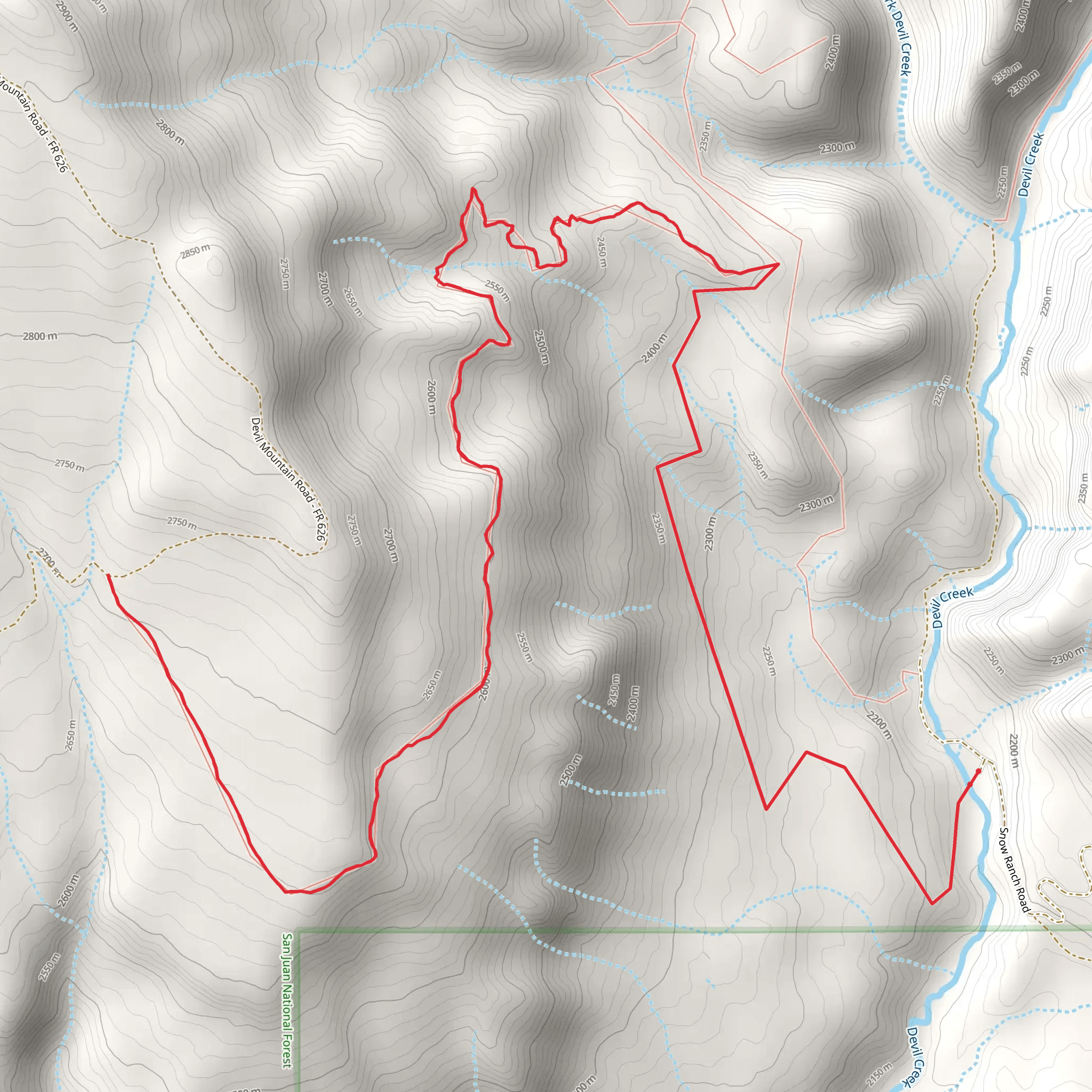 Double G Trail via Snow Ranch C Trail mobile static map
