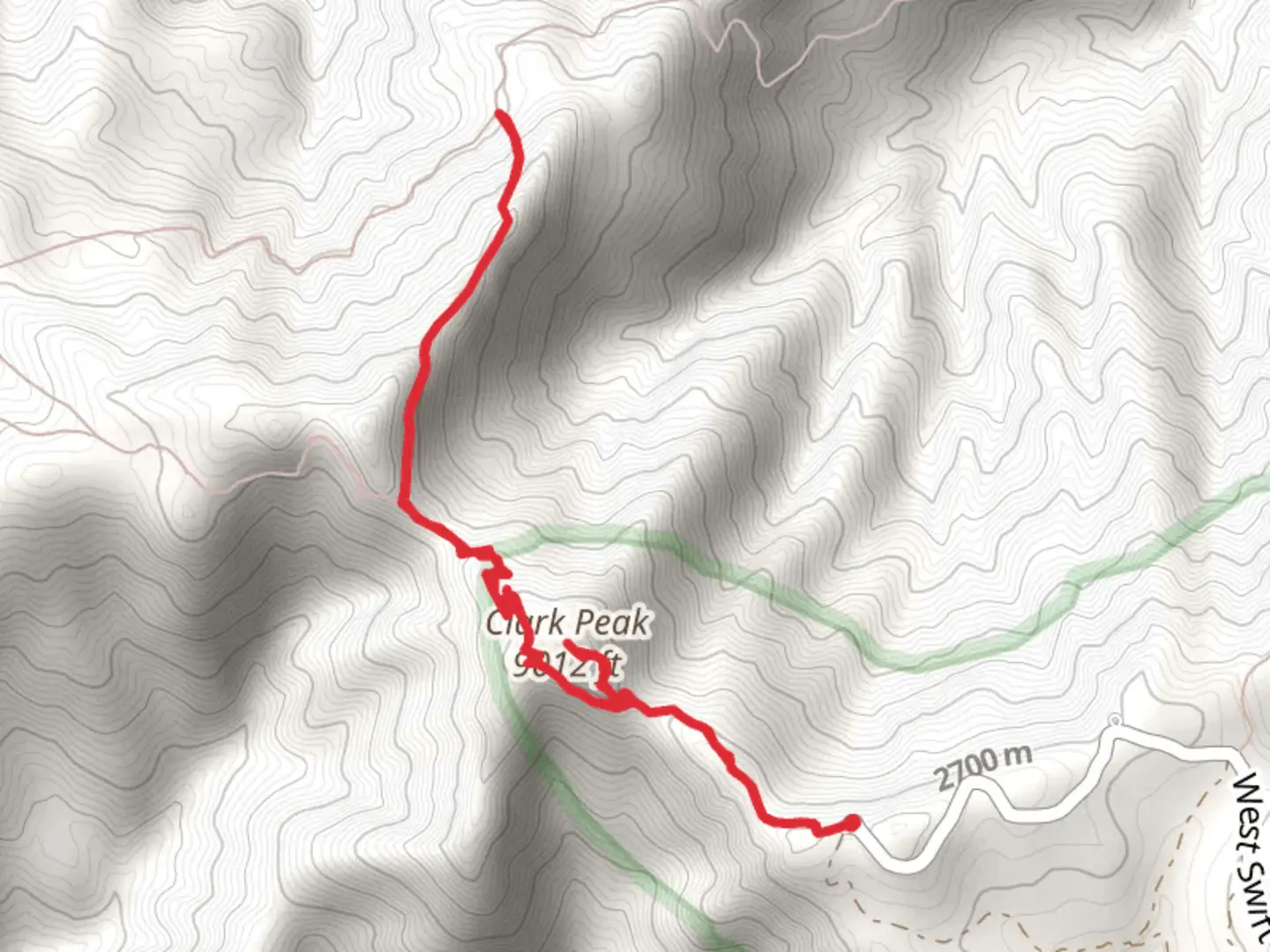 An image depicting the trail Clark Peak and Carter Nutall Trail and its surrounding area.