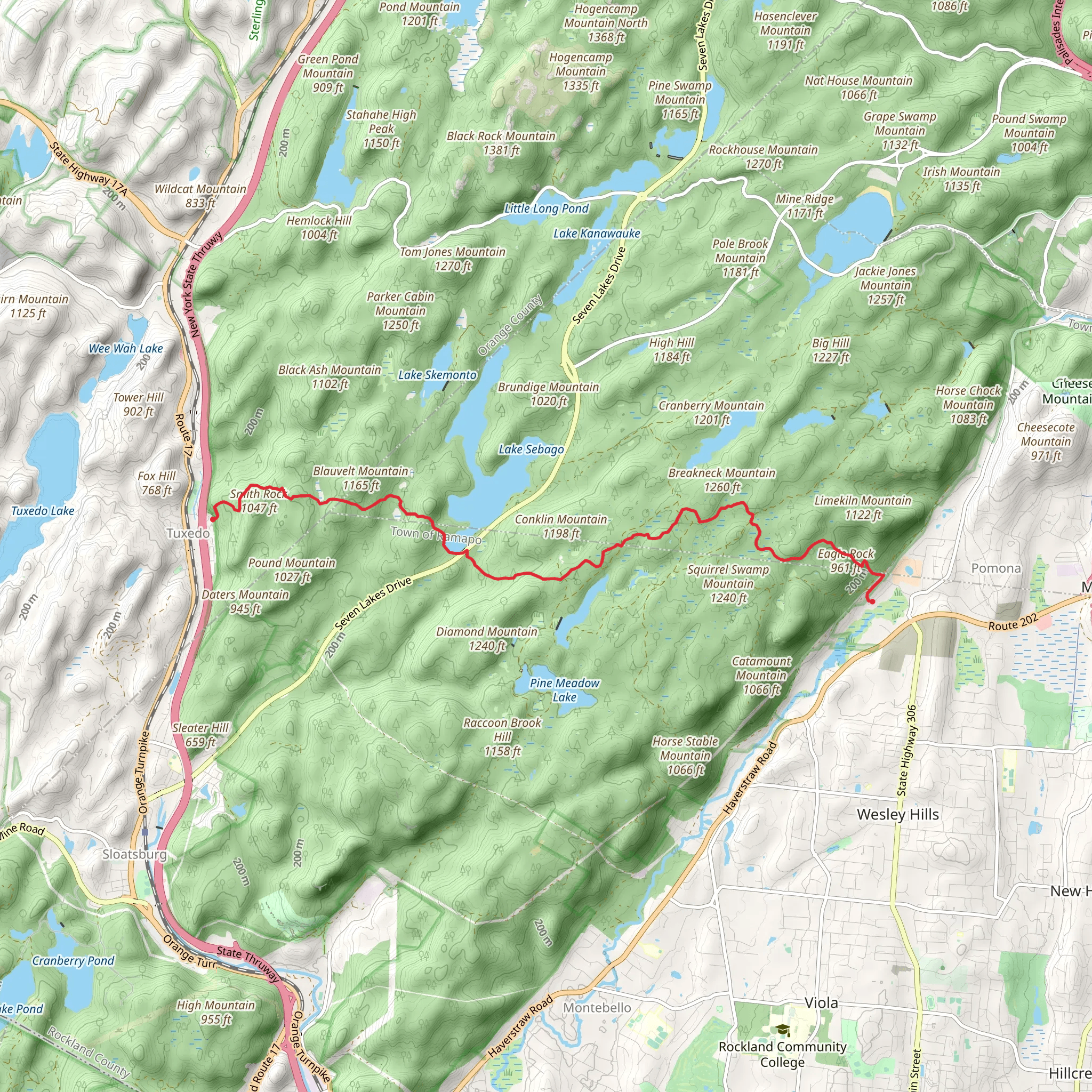 Tuxedo-Mount Ivy Trail mobile static map